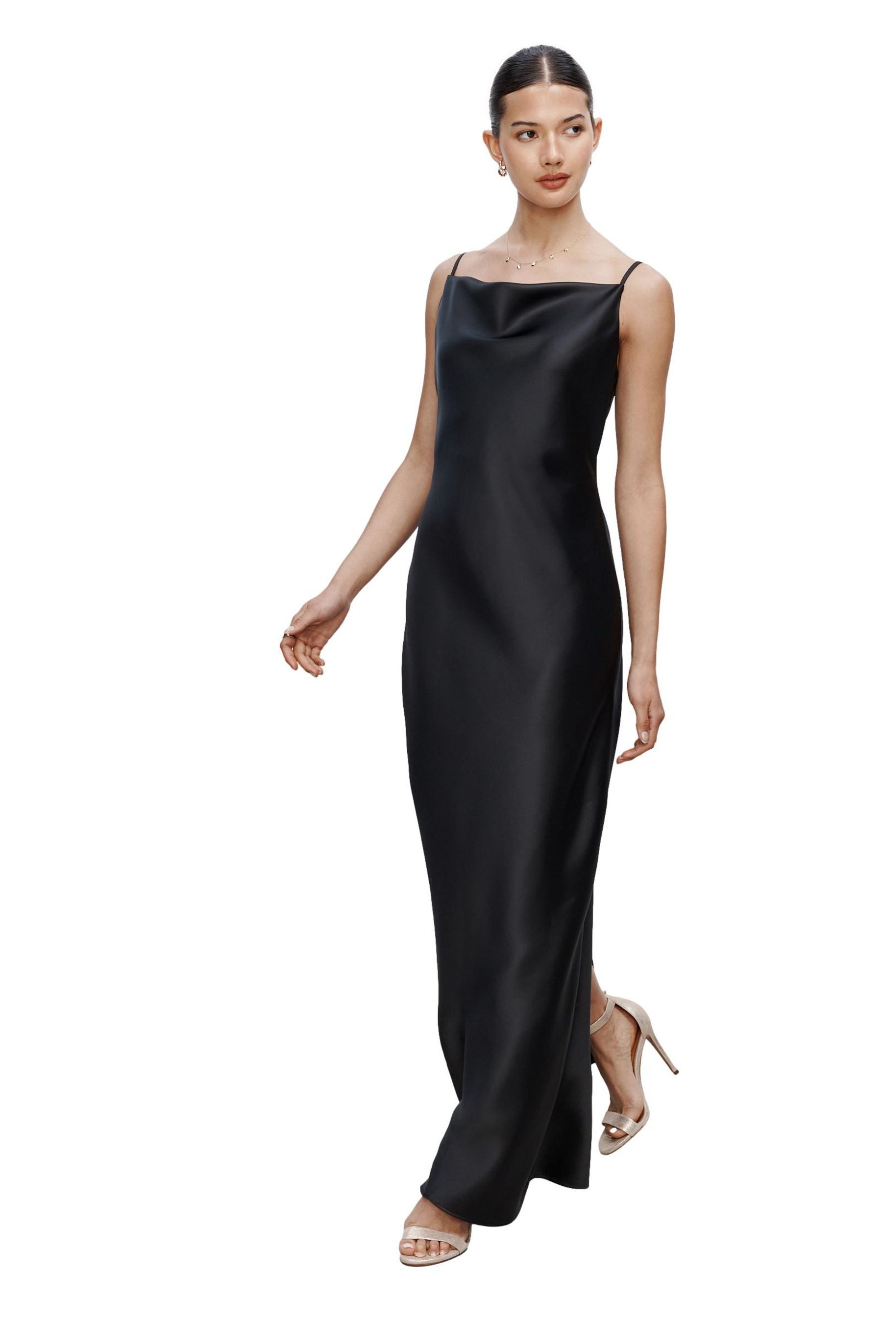 Next Satinkleid Langes Satin-Brautjungfernkleid Rückenausschnitt (1-tlg) günstig online kaufen