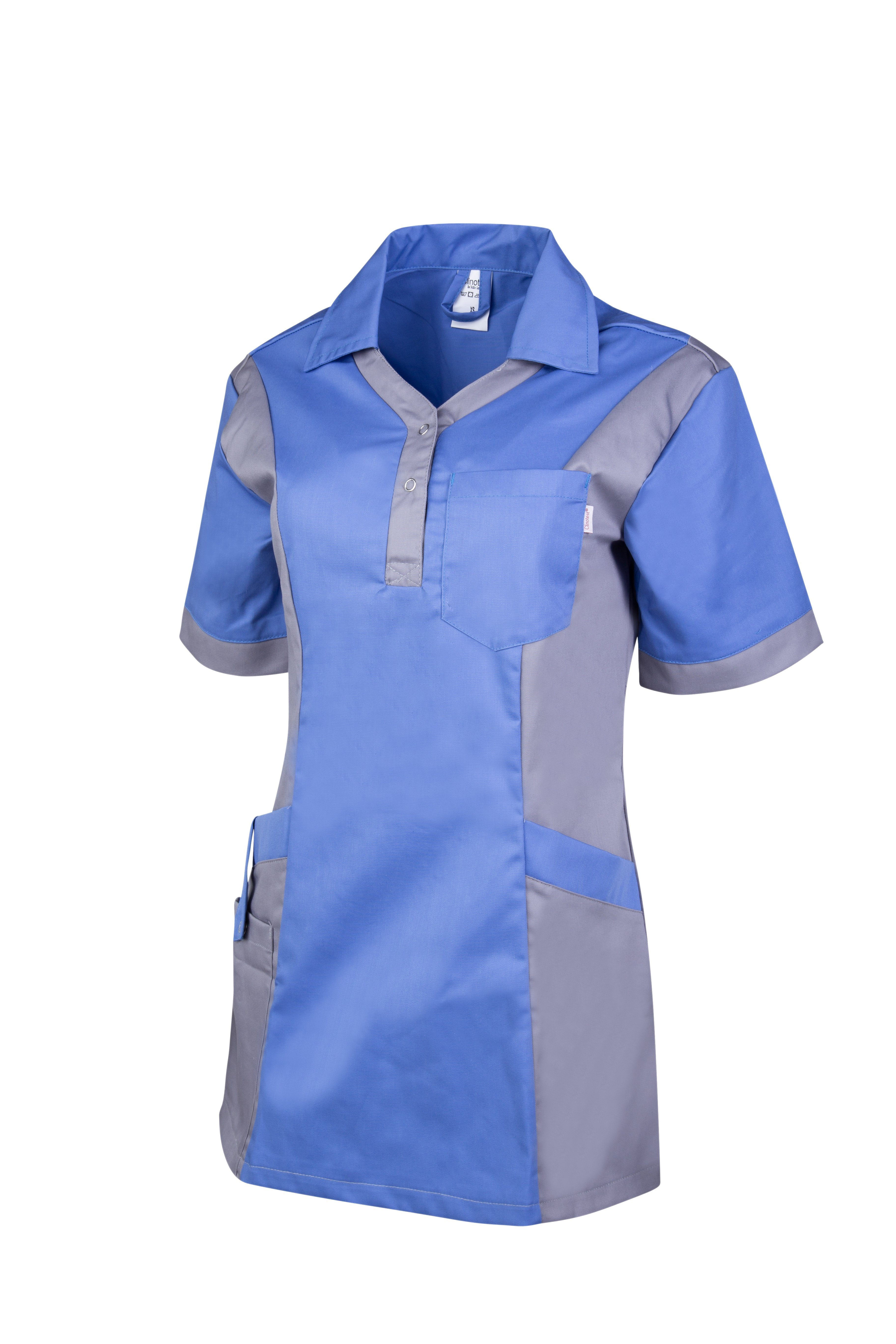 Clinotest Funktionsbluse Damenkasack "Julia", Schlupfkasack/Pflegekasack, verschiedene Farben Metro Blue/ Hospital Grey