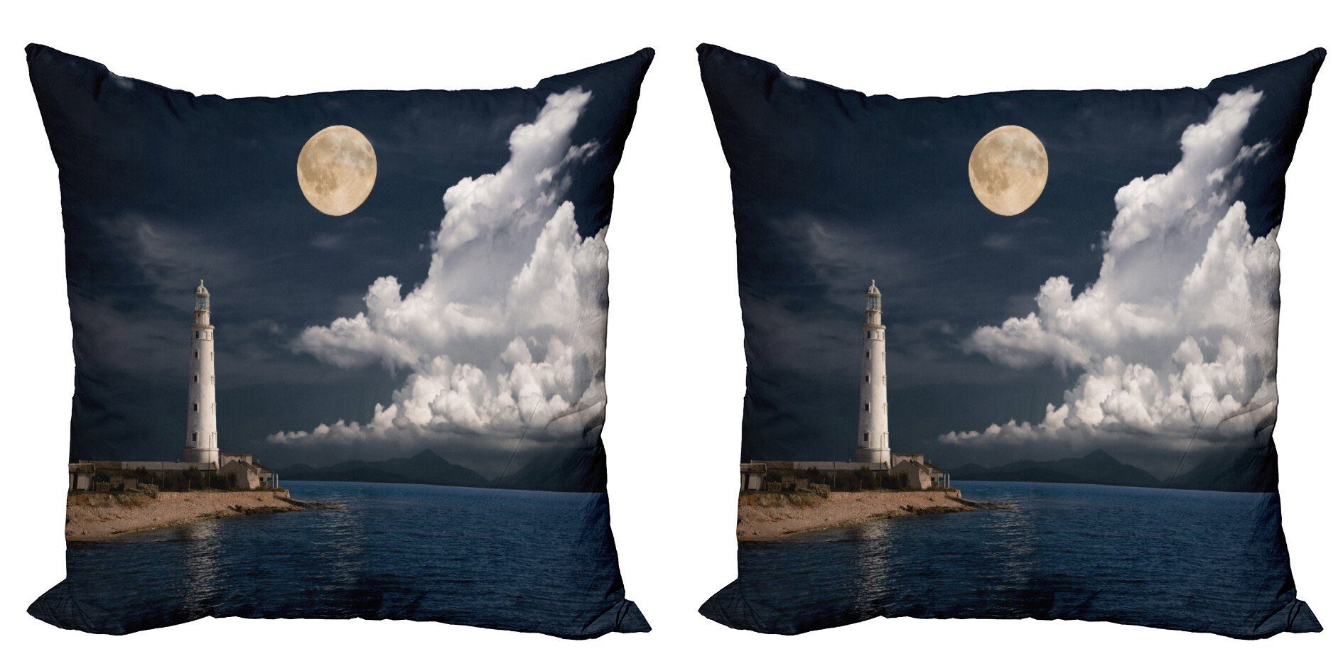 Stück), Bunt Moonlight Meer Modern Insel Doppelseitiger Kissenbezüge Digitaldruck, Abakuhaus Accent (2