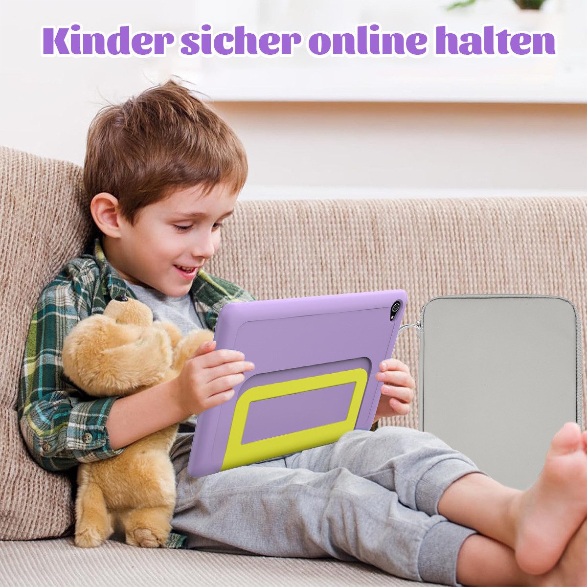 BUFO Kinder Lern-Tablet mit Elternkontrolle 10'' Android 16, 64GB Tablet (10", 64 GB, Android 16, Kids Bumper blau)