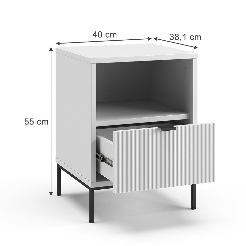 Vicco Nachtschrank Eliza, Weiß, 40 x 55 cm mit 1 Schublade günstig online kaufen