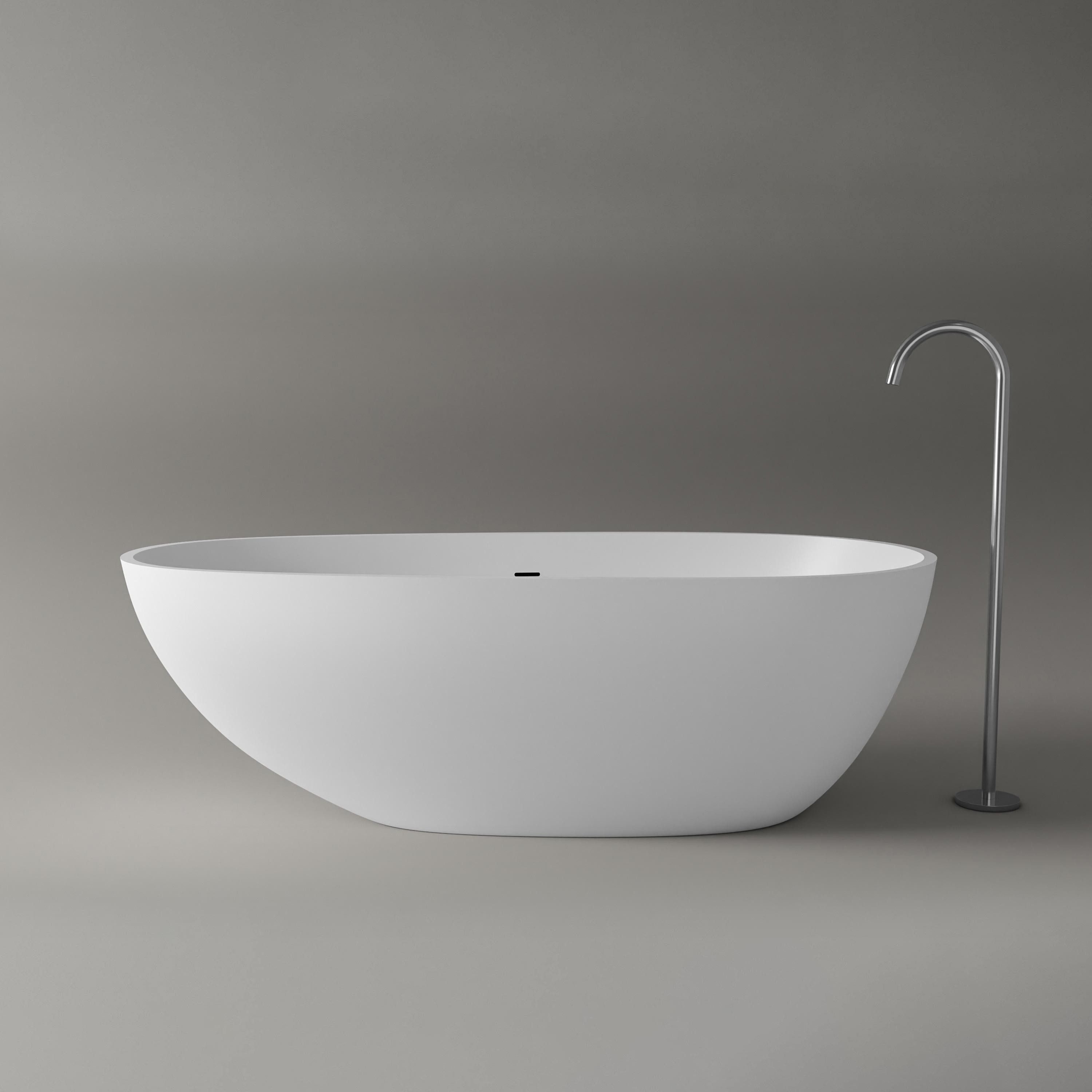 Bernstein Badewanne VELA STONE 180 x 90 cm, Freistehende Badewanne Mineralguss matt oval