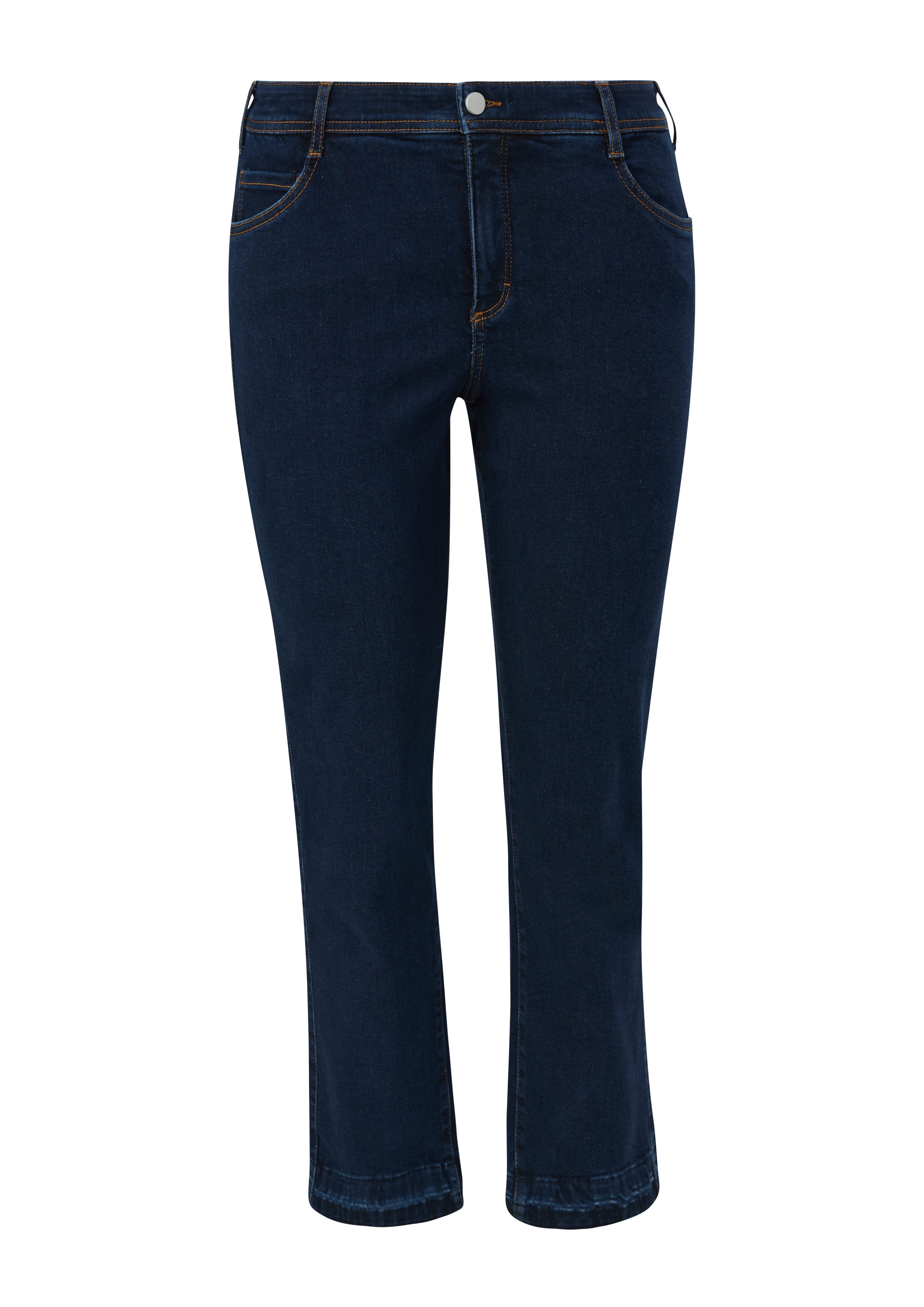 TRIANGLE Stoffhose / Jeans Slim gefärbte Logo / Nähte Mid Rise