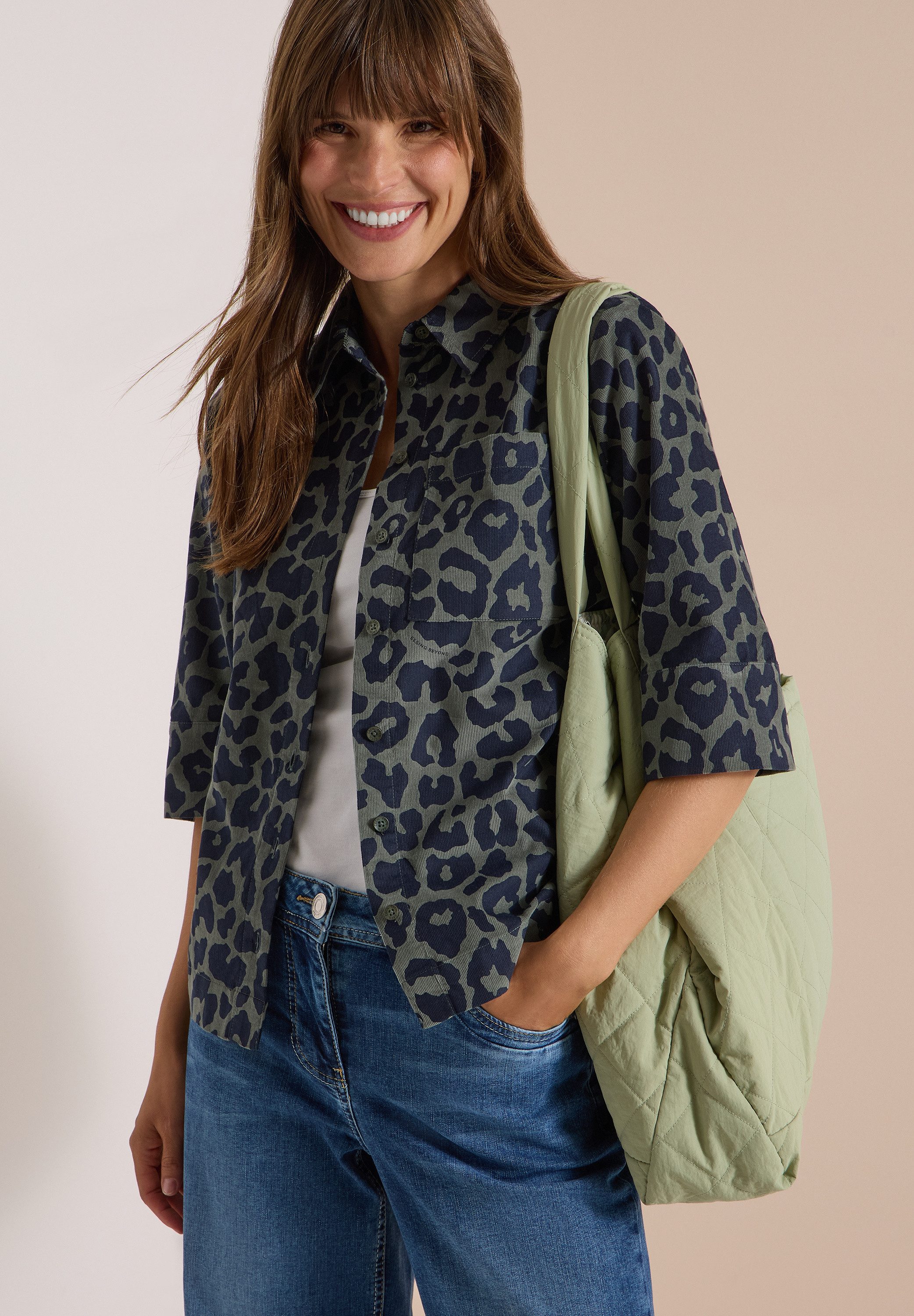 CECIL Hemdbluse Animal-Print, Baumwollqualität