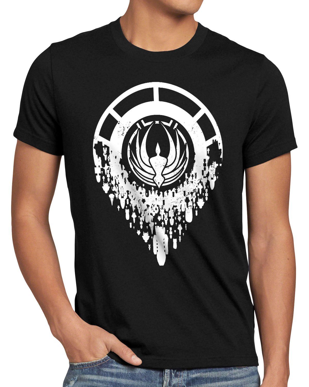 style3 Print-Shirt Herren T-Shirt Battlestar Übermacht galactica raumschiff schwarz