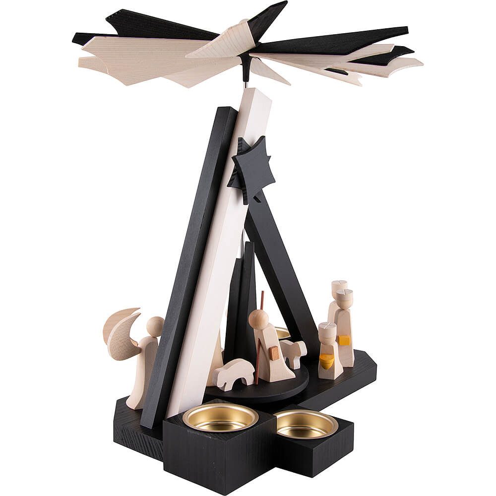 ULMIK Weihnachtspyramide 1-stöckige Pyramide Weihnachtsgeschichte - schwarz-weiß (30cm) von ULM