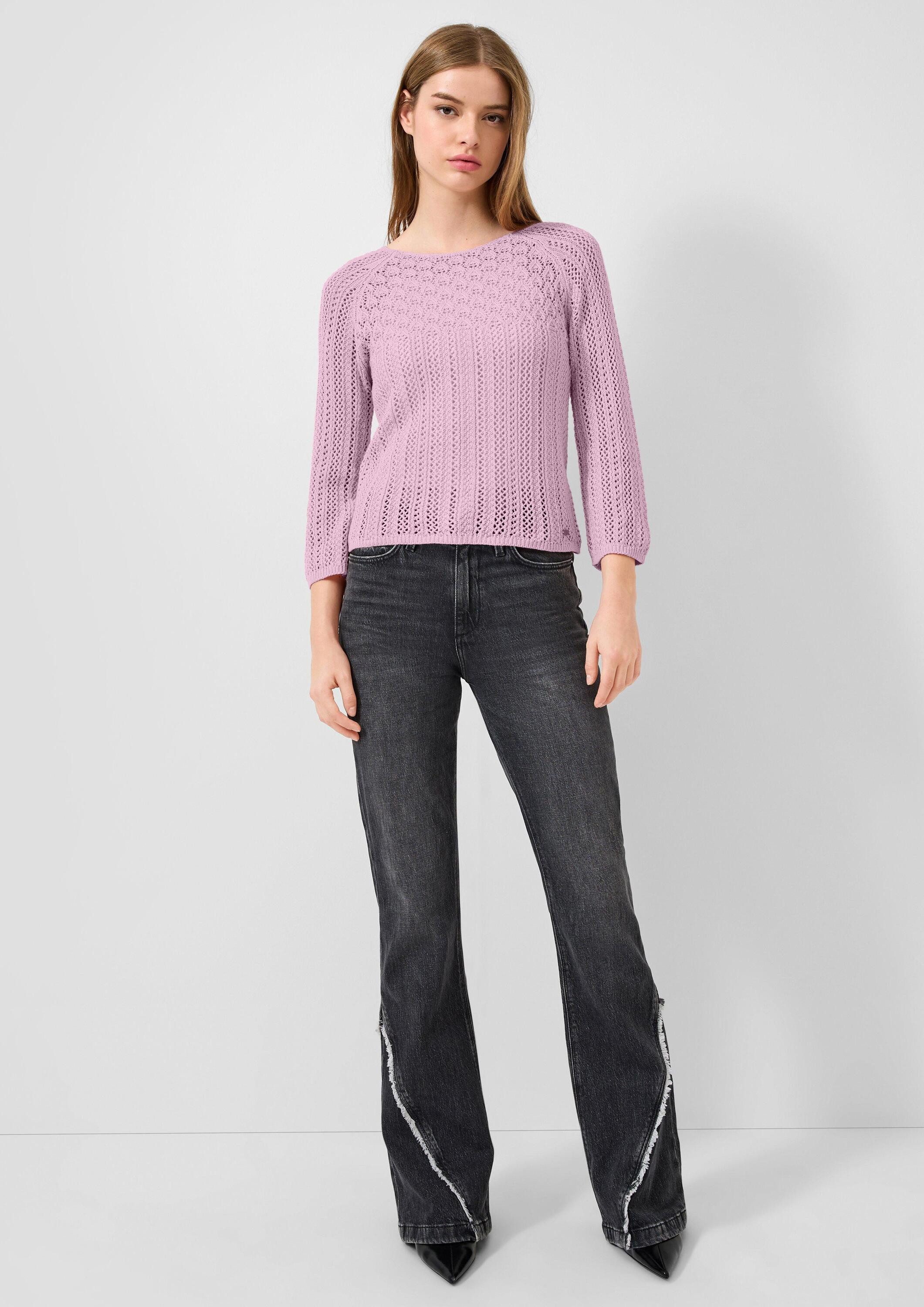 QS 3/4 Arm-Pullover Strickpullover Ajourpullover
