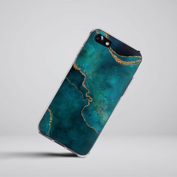 DeinDesign Handyhülle Glitzer Look Marmor Kunst Gemstone Glamour teal, Apple iPhone 7 Silikon Hülle Bumper Case Handy Schutzhülle