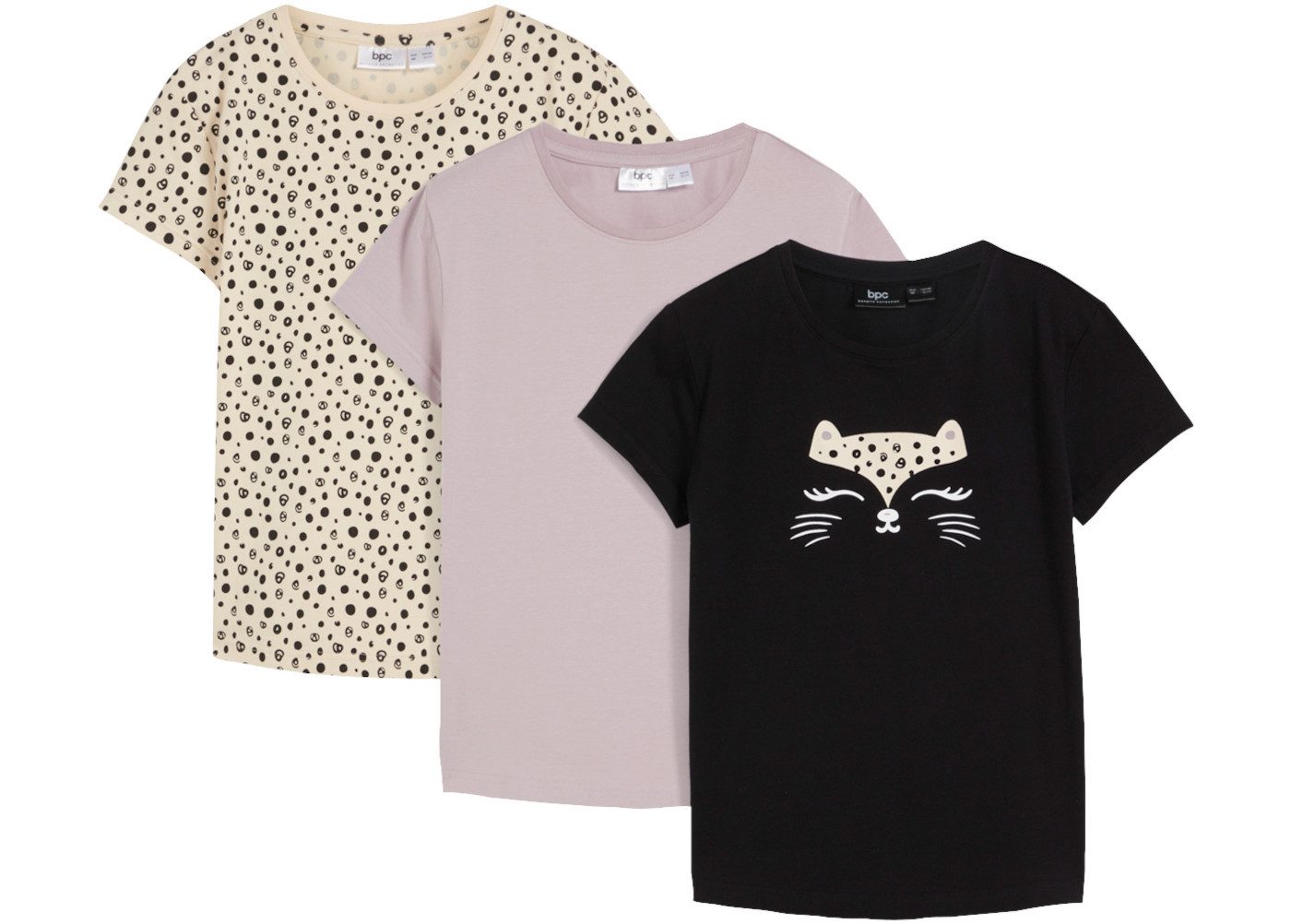 bonprix T-Shirt (Packung, 3er) aus Baumwolle, mit Elasthan-Anteil, Kurzarm-Design, Regular Fit