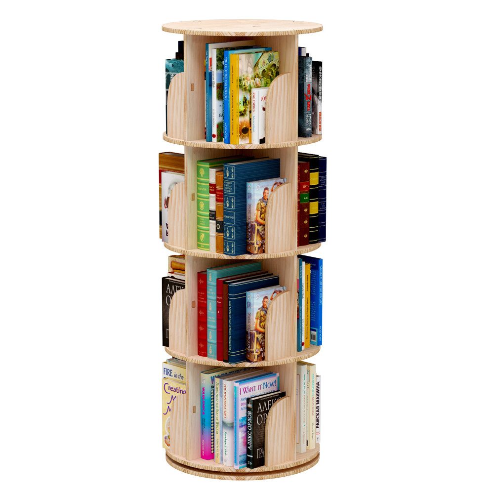 NUODWELL Bücherregal 4/5 Etagen Massivholz Drehbares Bücherregal Standregal günstig online kaufen