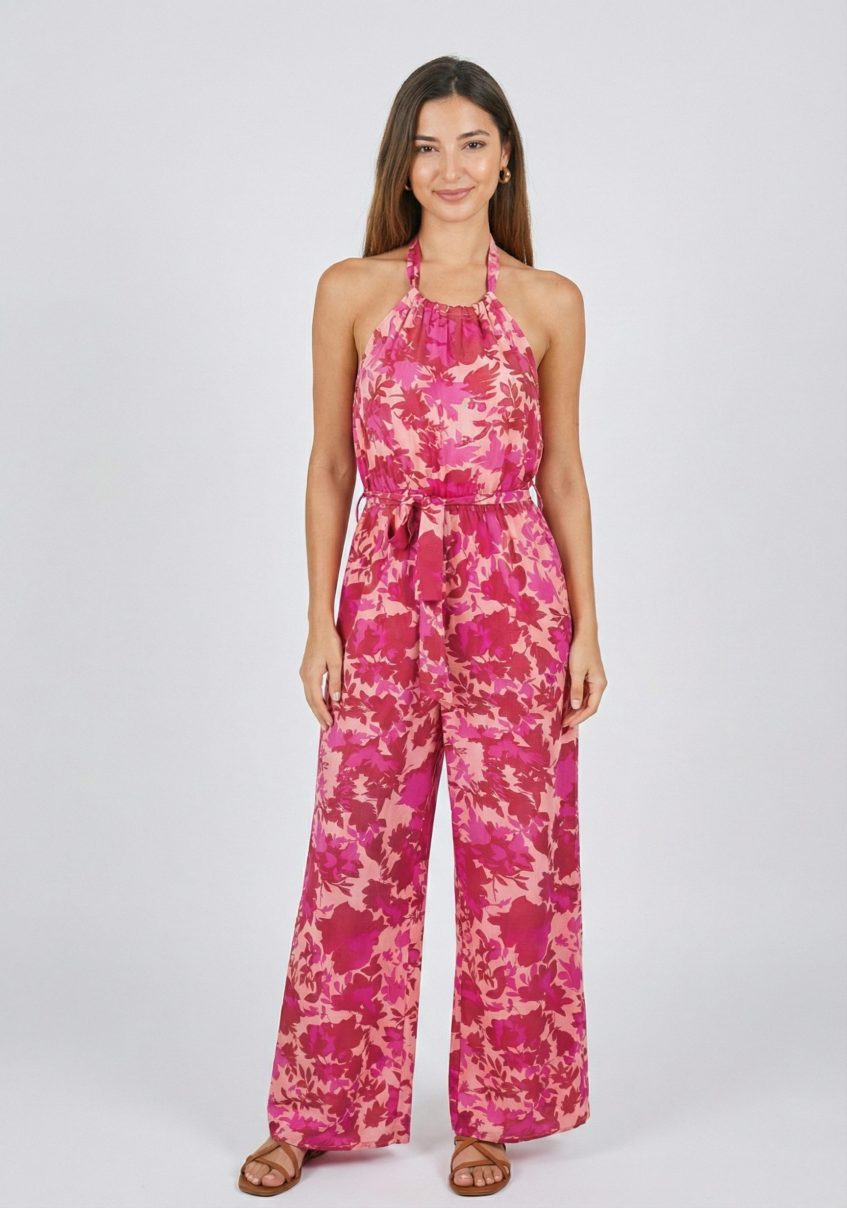 Cupshe Jumpsuit Ärmelloses Oberteil mit hohem Kragen und weitem Bein