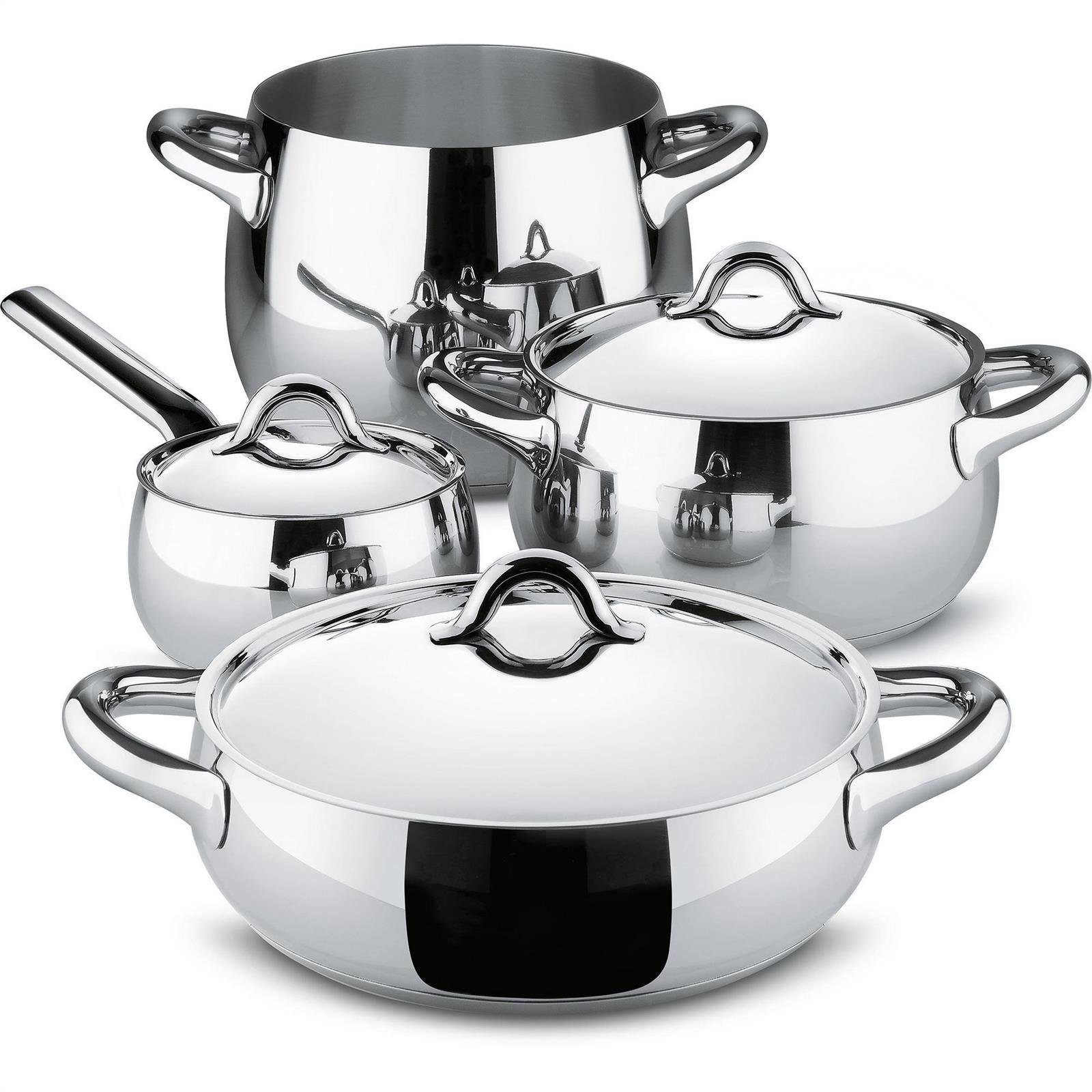 Alessi Topf-Set Mami, Edelstahl (7-teilig, 7-tlg), induktionsgeeignet