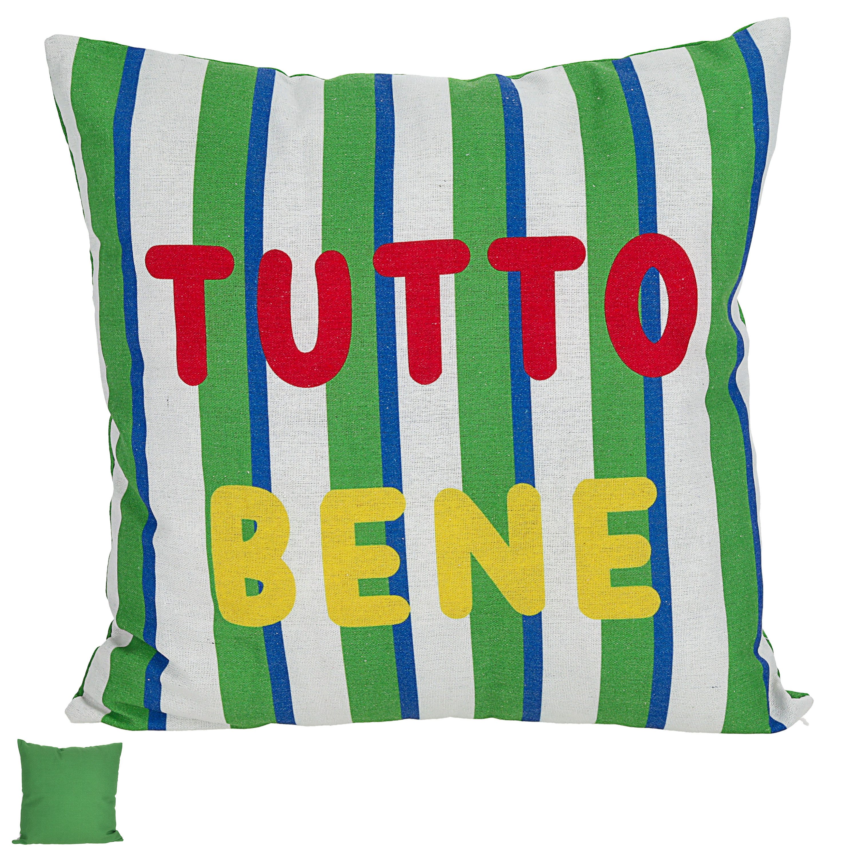 CEPEWA Dekokissen Kissen Tutto Bene 45x45x10cm grün rot gelb weiß PES 325g Füllung