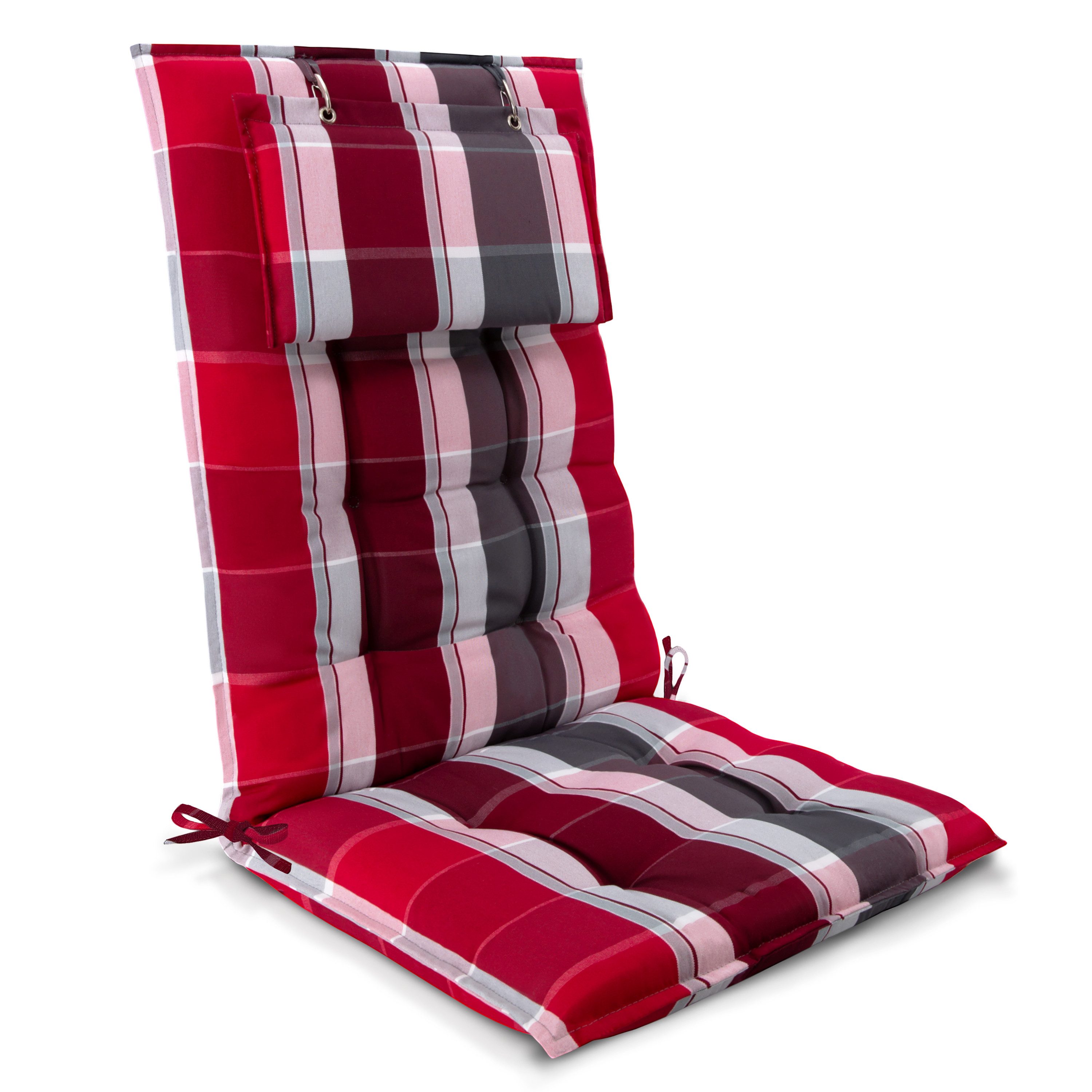 Beautissu Hochlehnerauflage Premium Hochlehner Auflage Kopfpolster Sun Sun-HL, 120x50cm, Anthrazit, 8cm Dicke Gartenstuhlauflage mit Befestigung UV-Lichtechtheit 5