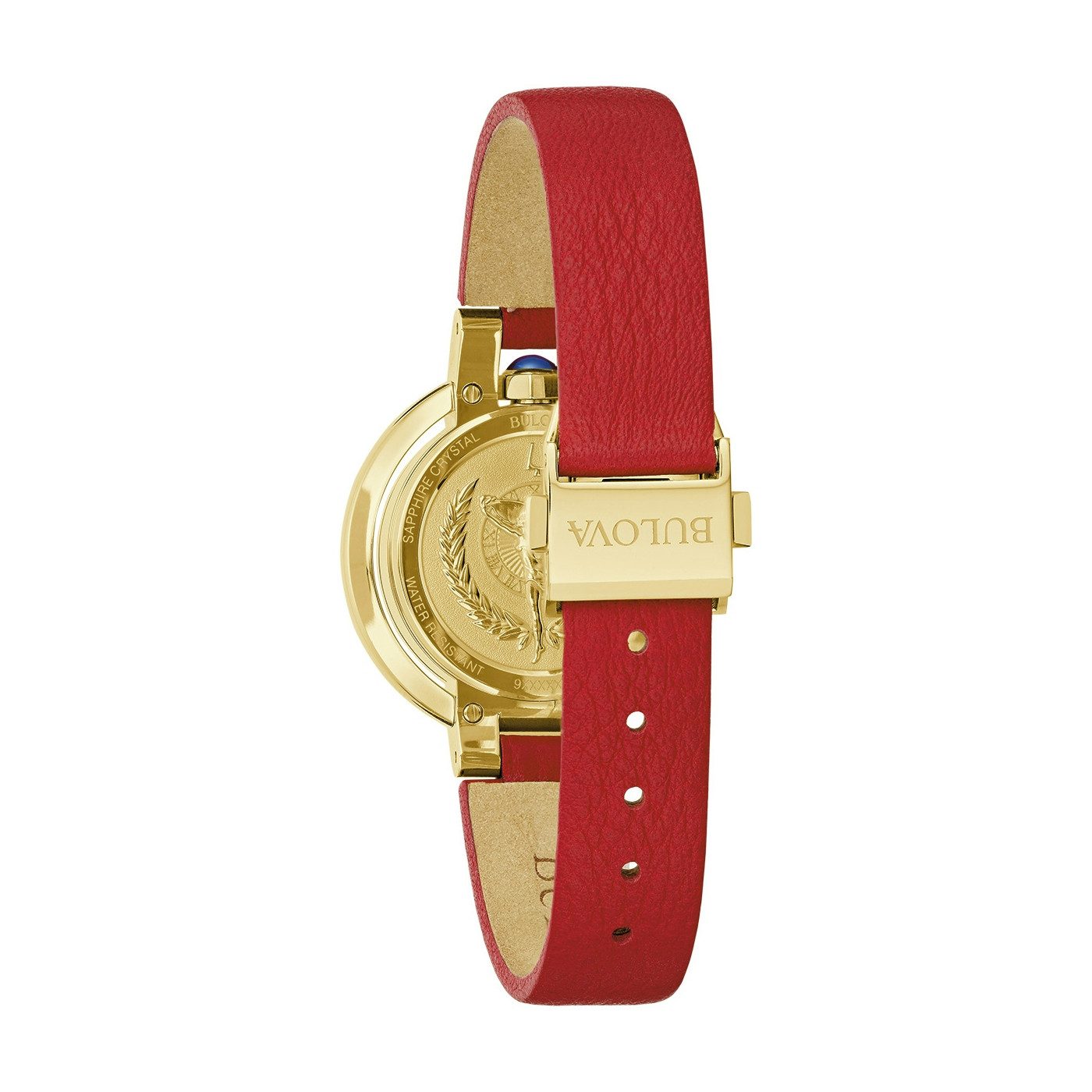Bulova Quarzuhr Rubaiyat 97R105, Armbanduhr, Damenuhr, Lederarmband, analog, Feueropal, Rubin