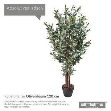 Kunstbaum Dekopflanze Kunstpflanze Olivenbaum 120 cm Kunstbaum, Amare home, Höhe 120 cm