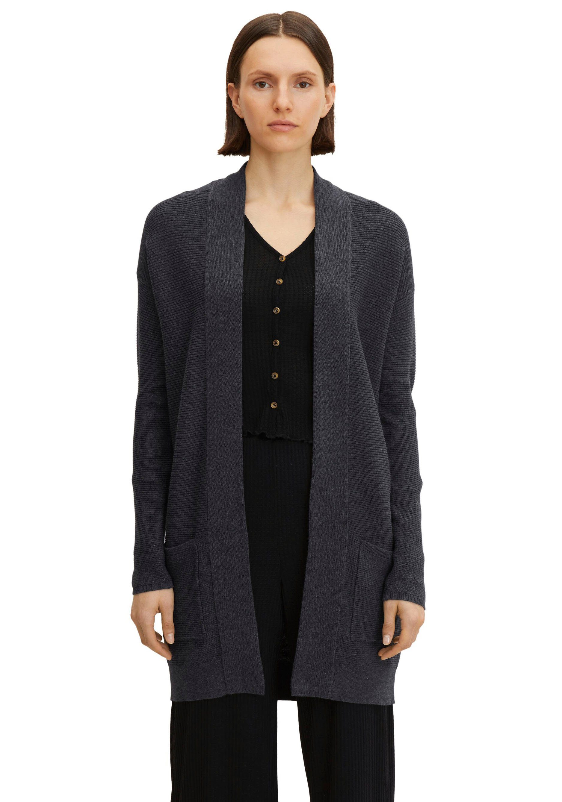 TOM TAILOR Longstrickjacke aus Rippstrick mit aufgesetzten Taschen günstig online kaufen