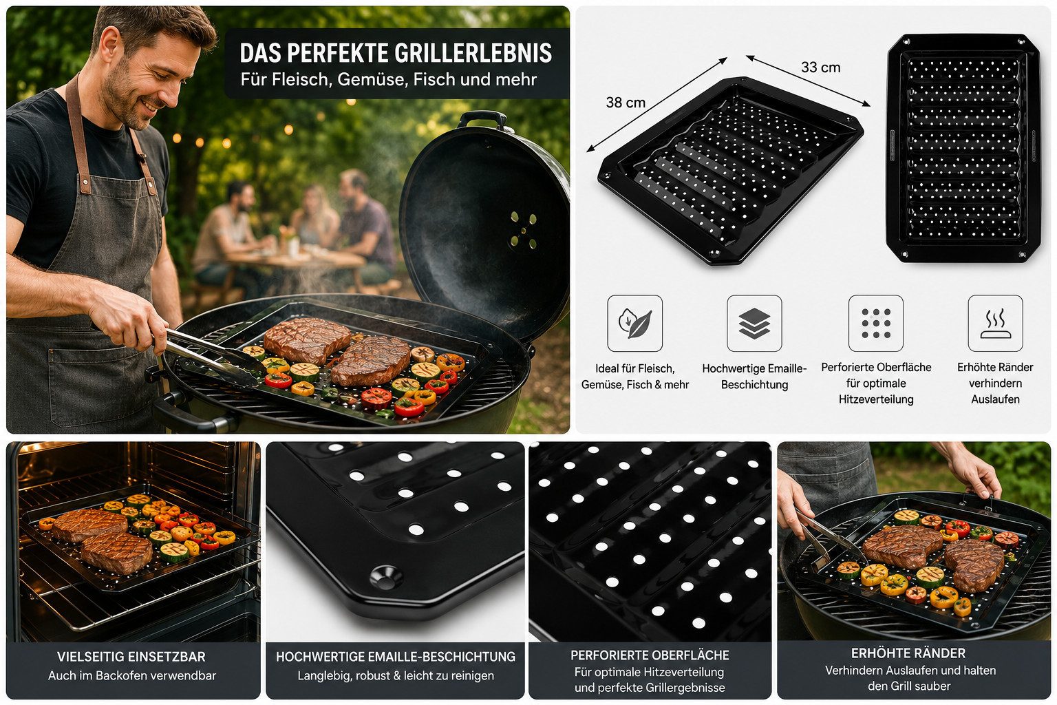 Zenker Backform Professional Grillblech BBQ rechteckige Ofenform mit