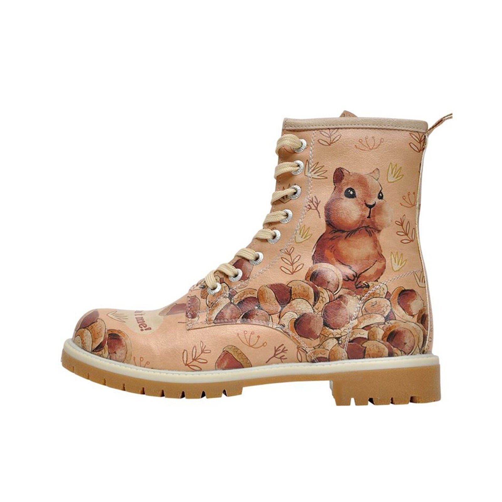 Damen Vegan Schnürboots Boots Braun-Braun DOGO