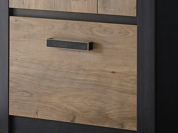 Furn.Design Garderobenschrank Beveren (Schuhschrank in grau und Kastanie, 65 x 200 cm) mit variabler Inneneinteilung