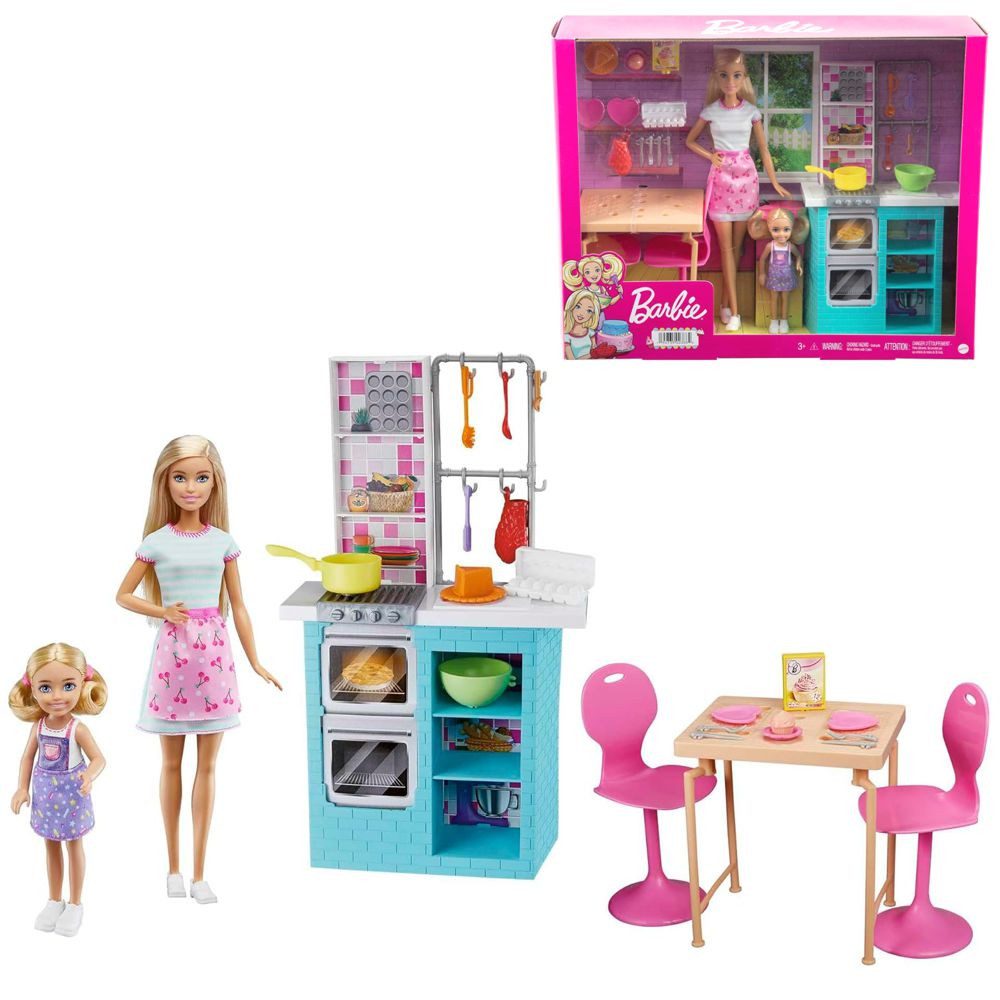 Barbie Anziehpuppe Backspaß Spielset Barbie Mattel HBX03 Küche mit Puppen & günstig online kaufen