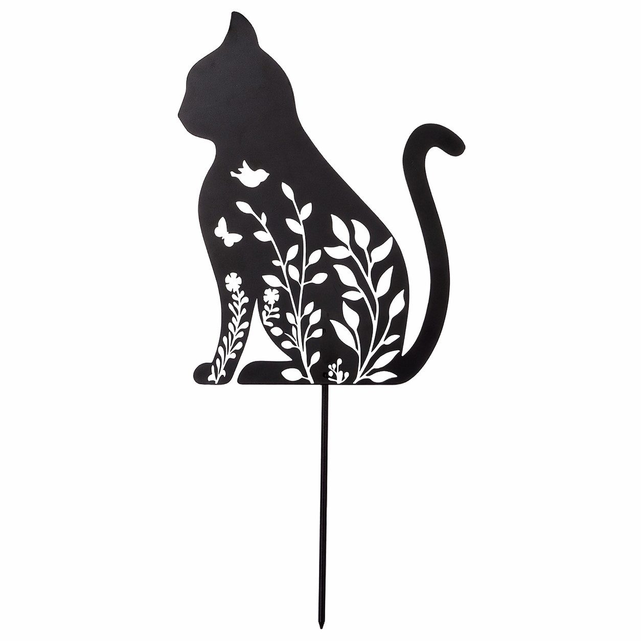 GILDE Gartenstecker GILDE Gartenstecker Petala, Katze, Metall, schwarz matt, 45 cm (1-St) Blumenmotiv