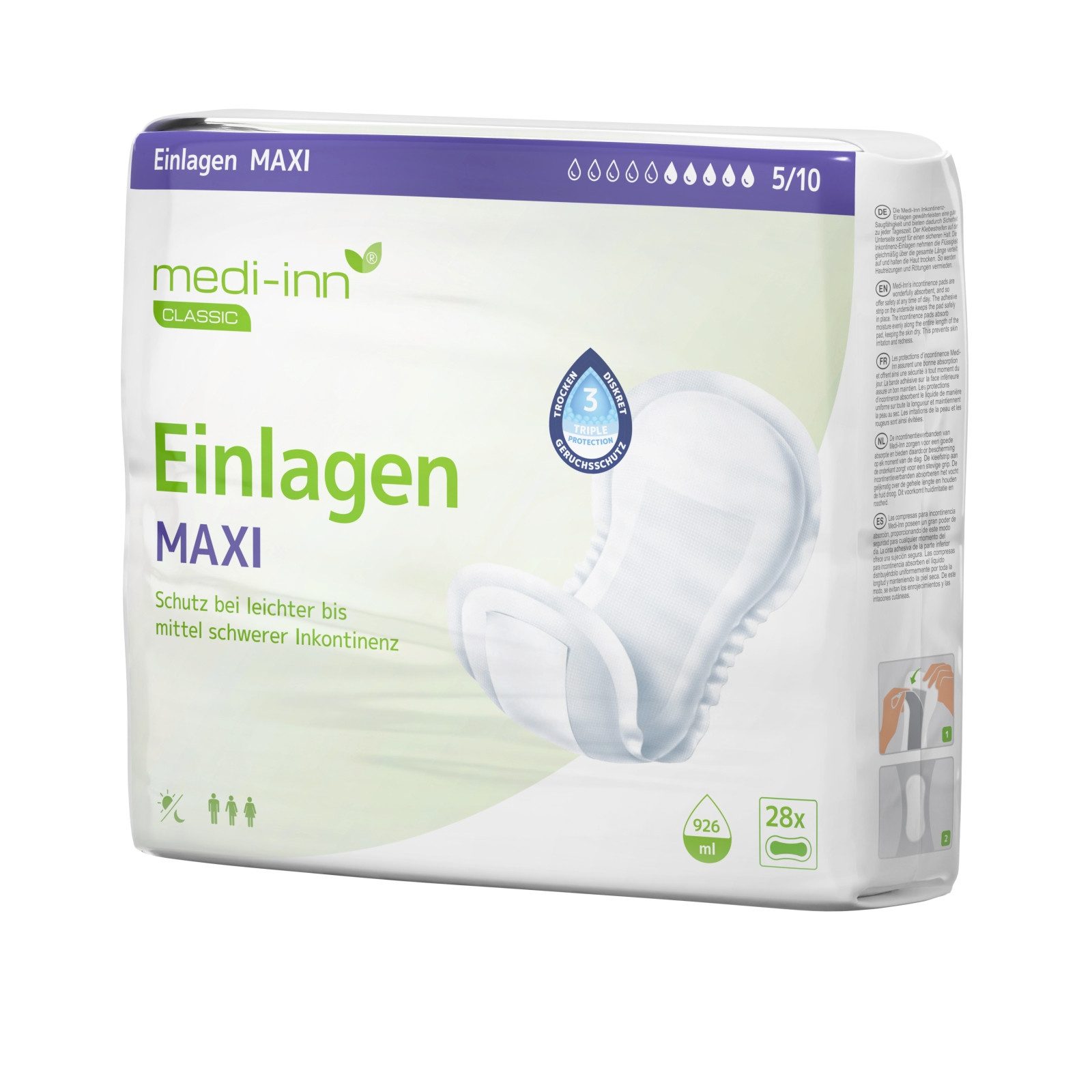 Inkontinenz-Einlage MAXI, 5 Tropfen, Unisex-Passform, weiß