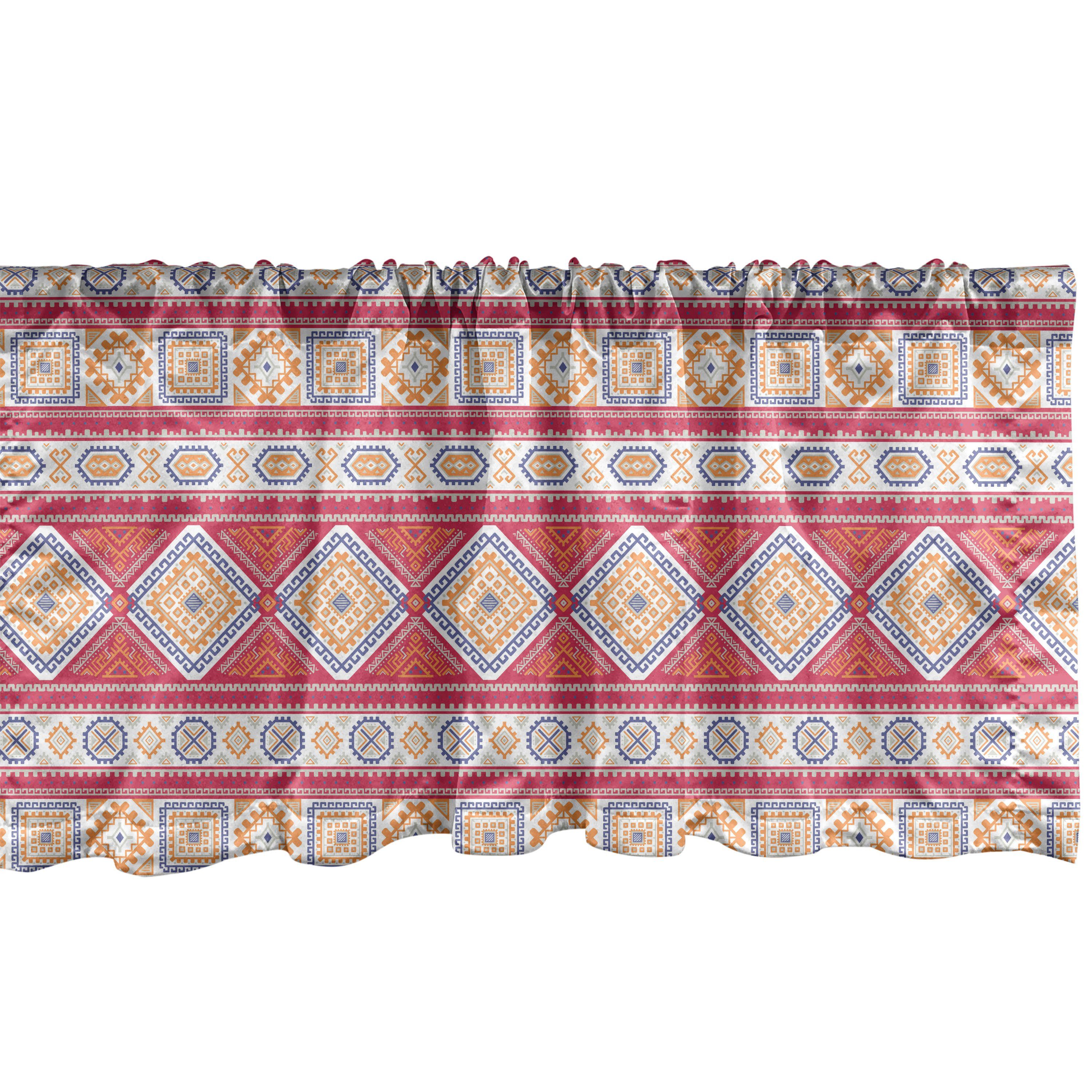 Scheibengardine Vorhang Volant für Küche Schlafzimmer Dekor mit Stangentasche, Abakuhaus, Microfaser, Stammes Aztec Motive Element