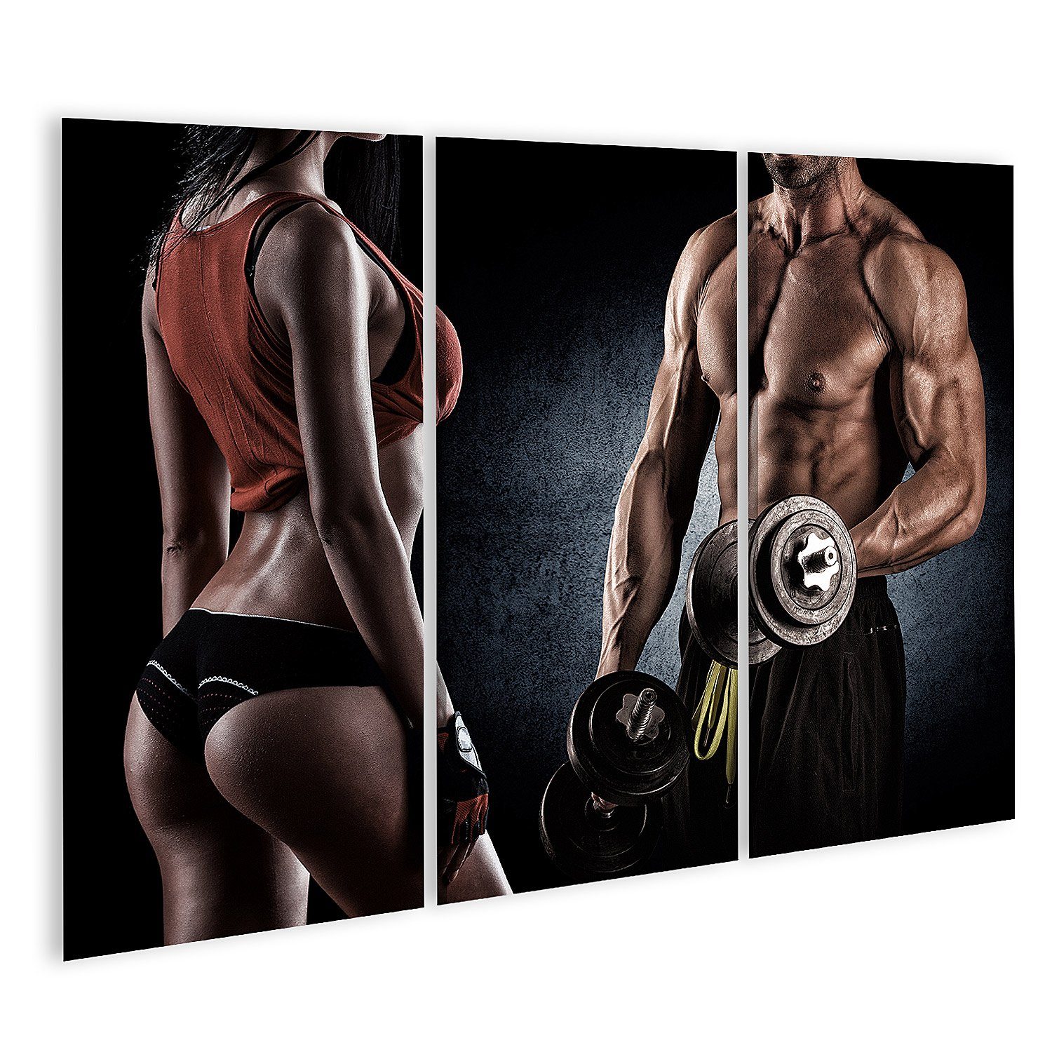 islandburner Leinwandbild Bild auf Leinwand Gym Muskulöser junger Mann Heben von Gewichten Schön