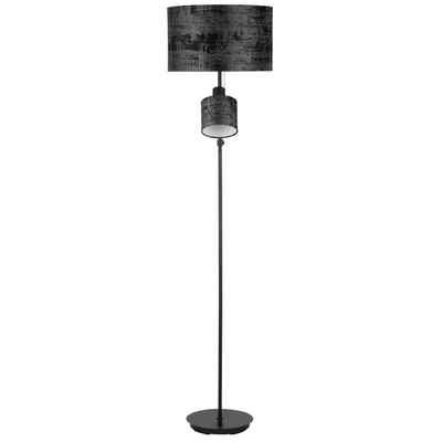 REV Stehlampe Samt-Schwarz Vintage, Leselampe, Tischlampe, ohne Leuchtmittel, 2x E27
