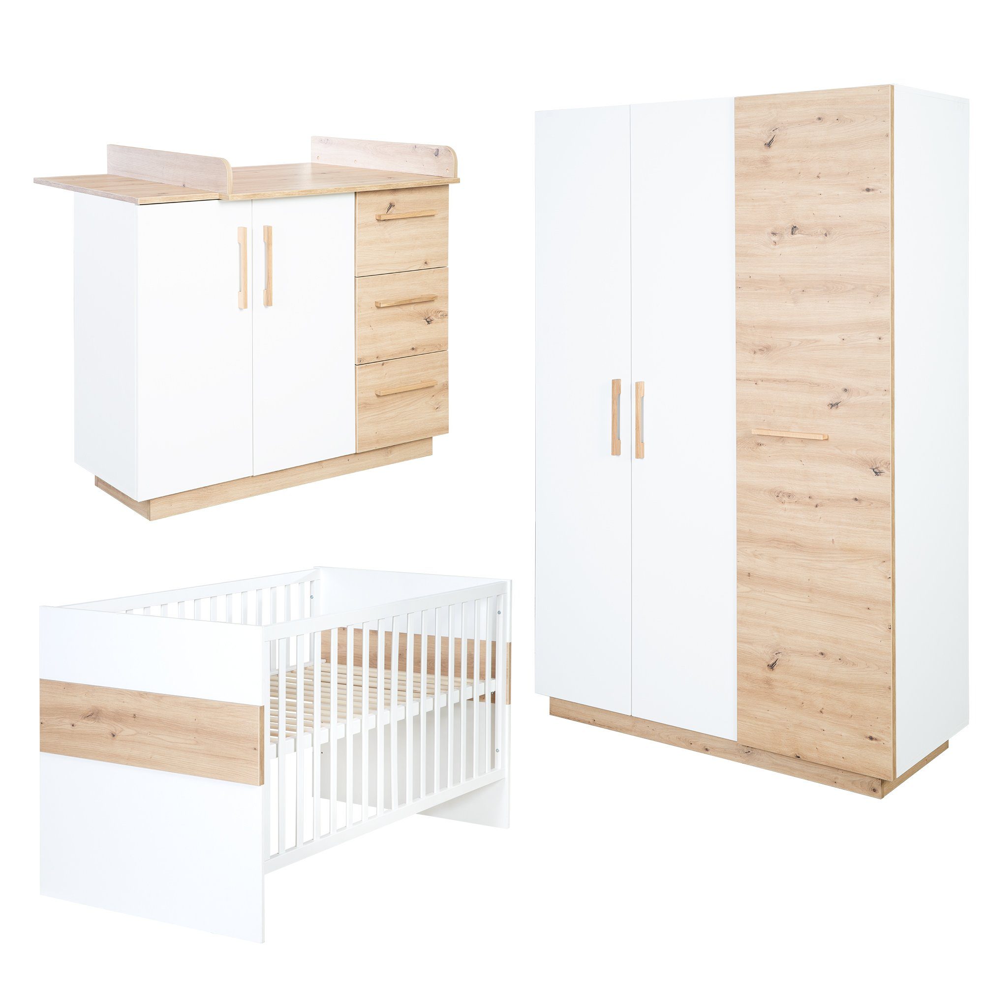 roba® Babyzimmer-Komplettset Lion, (Set 3 teilig), Dekor Artisan Eiche
