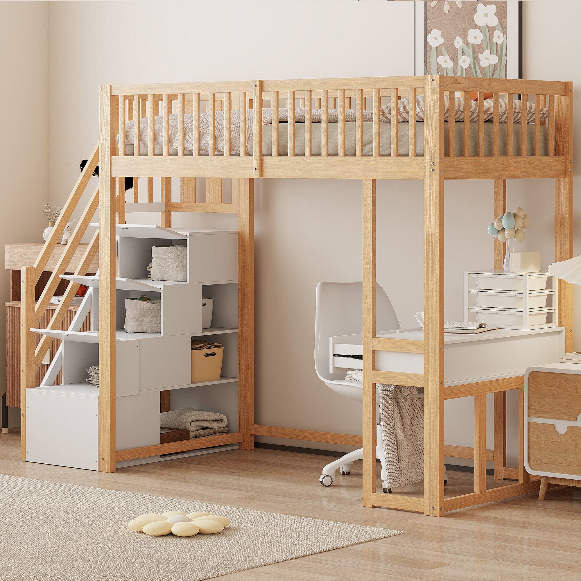 Merax Hochbett (Massivholz Kinderhochbett Jugendbett mit günstig online kaufen