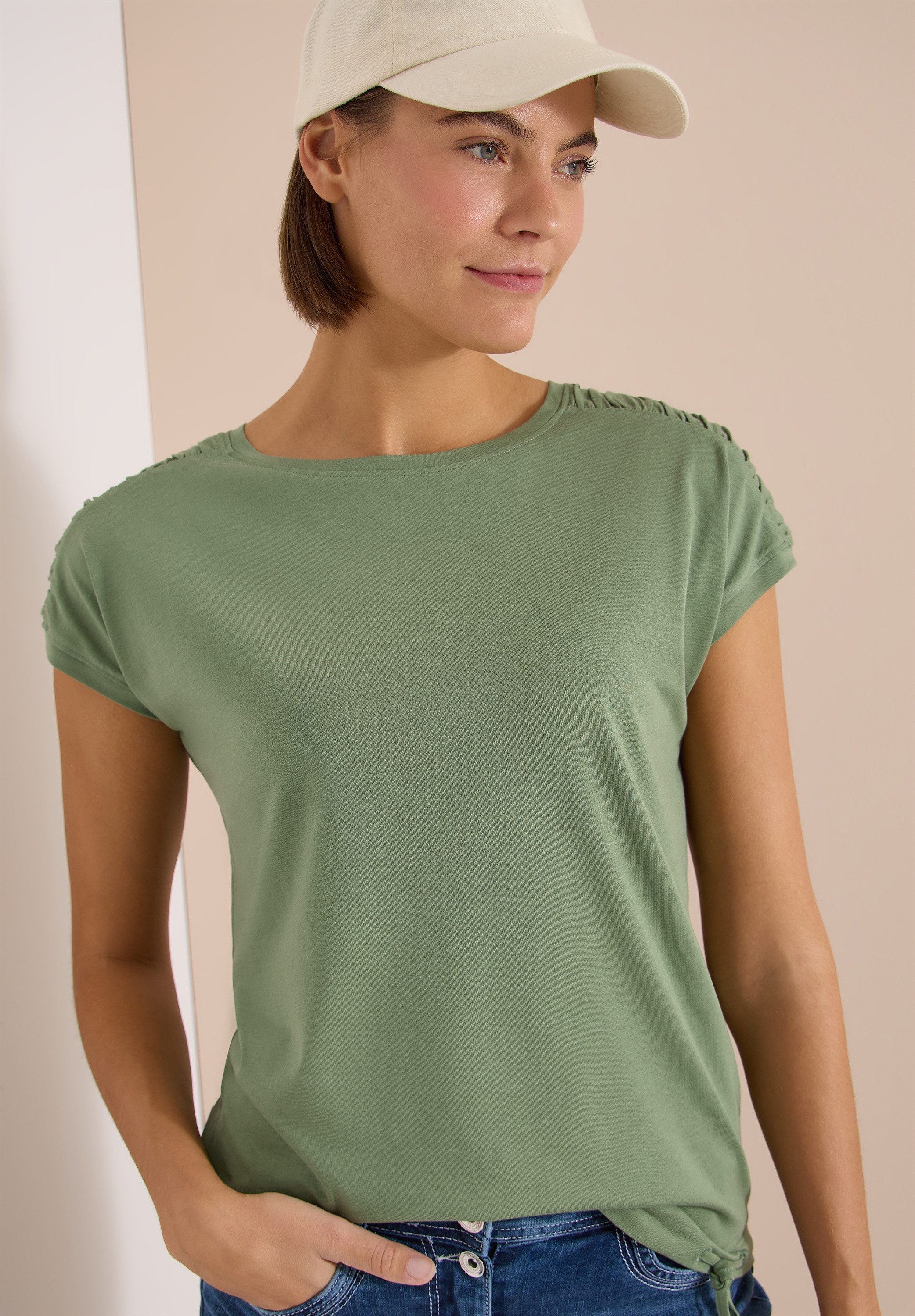 CECIL Rundhalsshirt mit Raffung