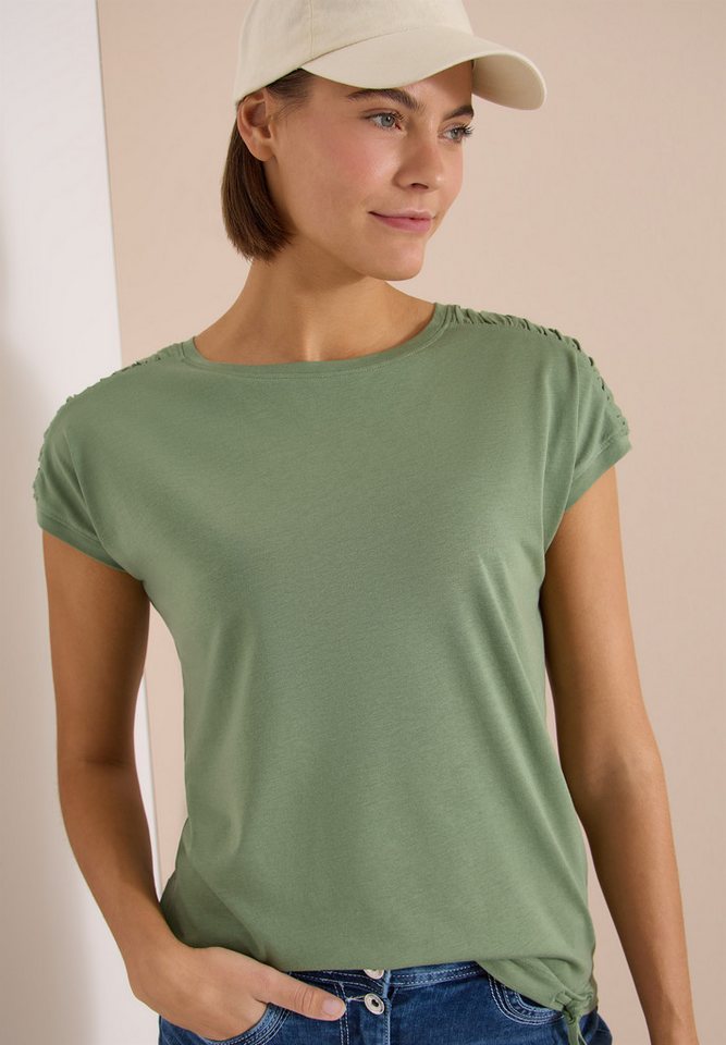 CECIL Rundhalsshirt mit Raffung