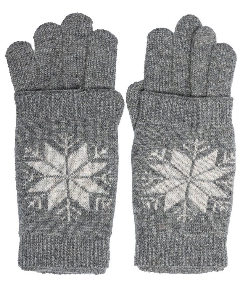 Caspar Strickhandschuhe Strick warme Eiskristall Handschuhe Damen mit GLV018 Dekor