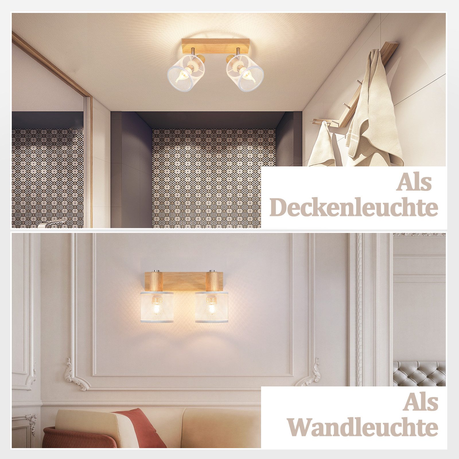 ZMH Deckenstrahler 2 Flammig E14 Vintage Schwarz/Weiß Küchenlampe Wohnzimme günstig online kaufen