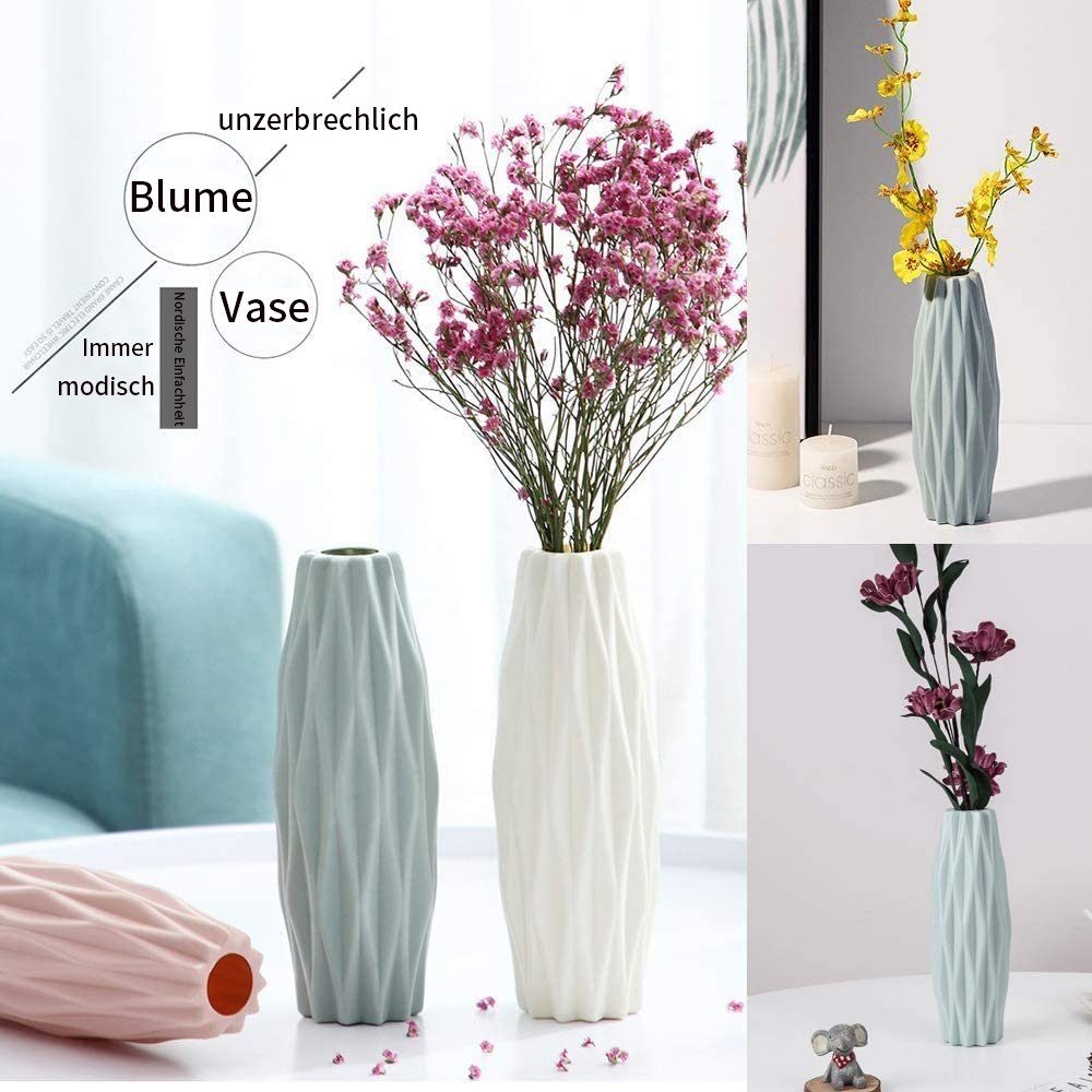 TWSOUL Dekovase Kunststoffvase, Dekorative nordischen Stil Vase weiss im