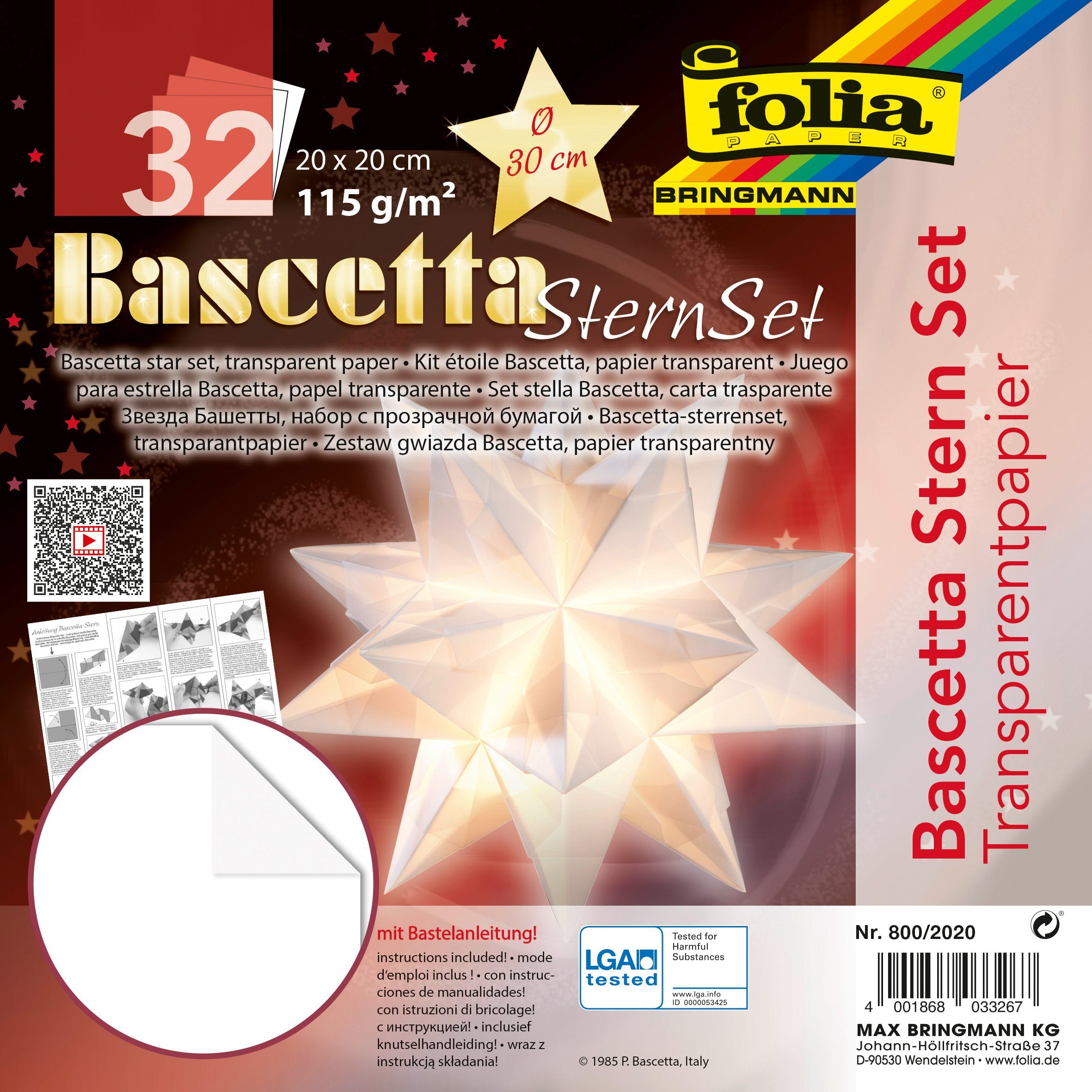 Folia Papiersterne Bascetta-Stern-Set, 20 cm oder 30 cm | Papier
