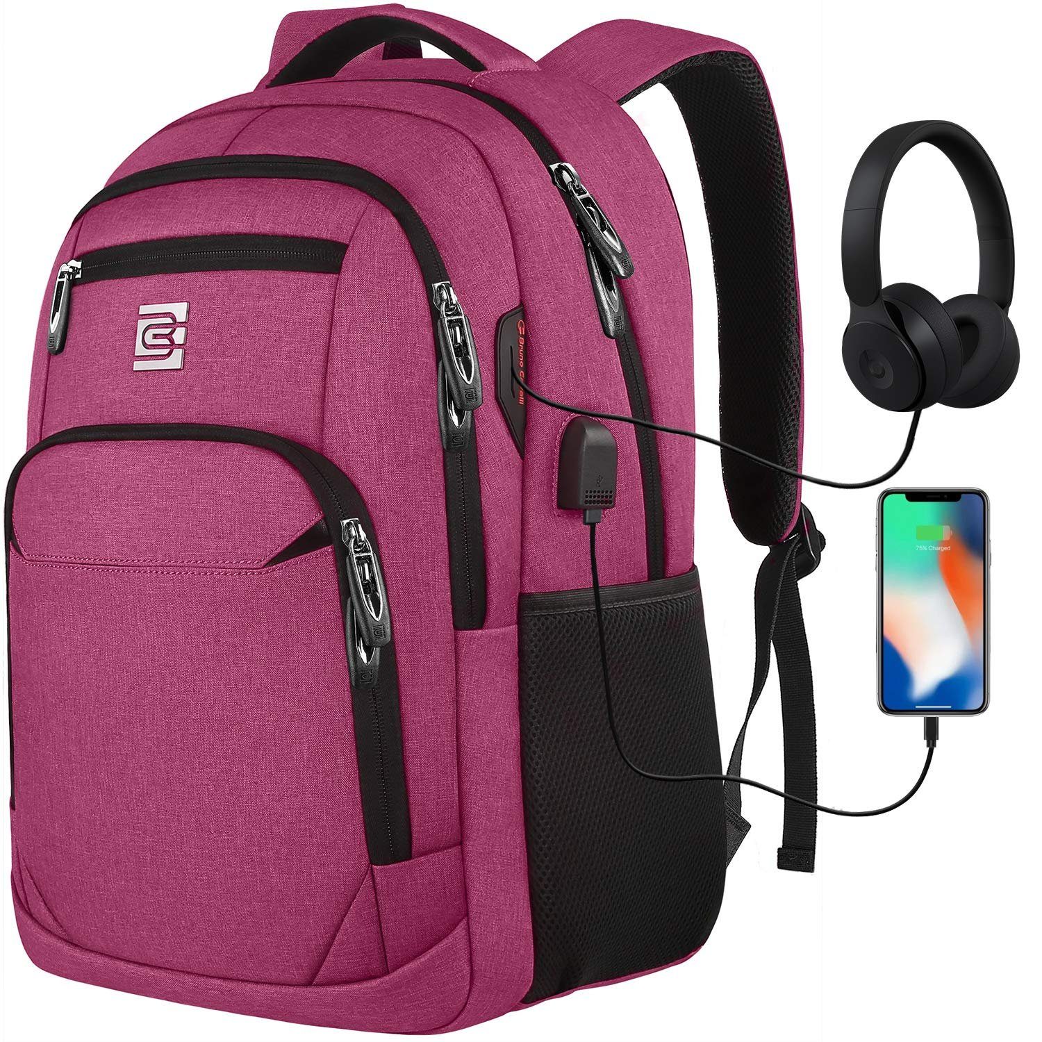 OKWISH Laptoprucksack Laptop Rucksack Rucksäcke Schulrucksack Laptoptasche Wasserbeständig (Laptop Notebook Tasche Schule Uni Rucksack Freizeitrucksack, Sportrucksack, mit USB-Anschluss, Anti-Diebstahl, Backpack mit Laptopfach), Herren Damen Jungen Teenager Freizeit Arbeit Business Reisen