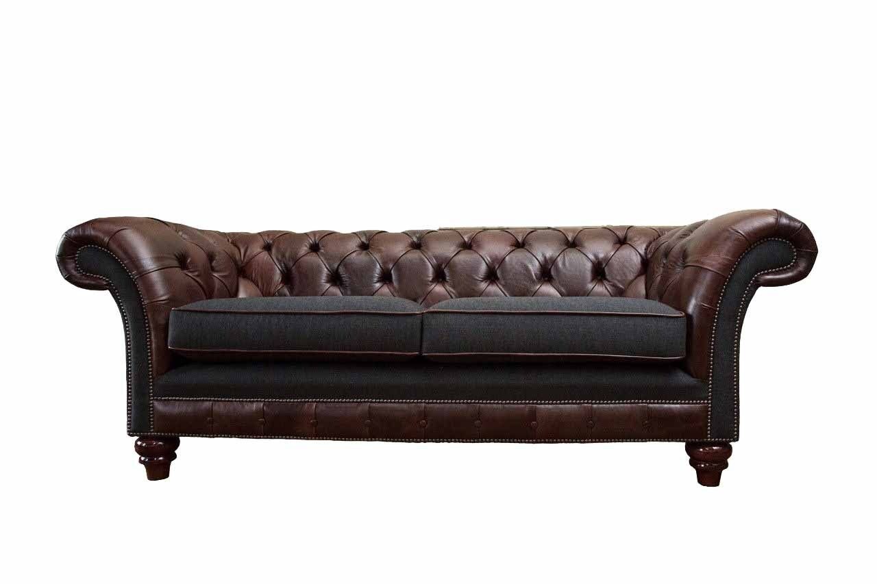 Europe Made Couch englisch Sofa Sitz, 3 JVmoebel Chesterfield Braune Stil klassischer In Sofa