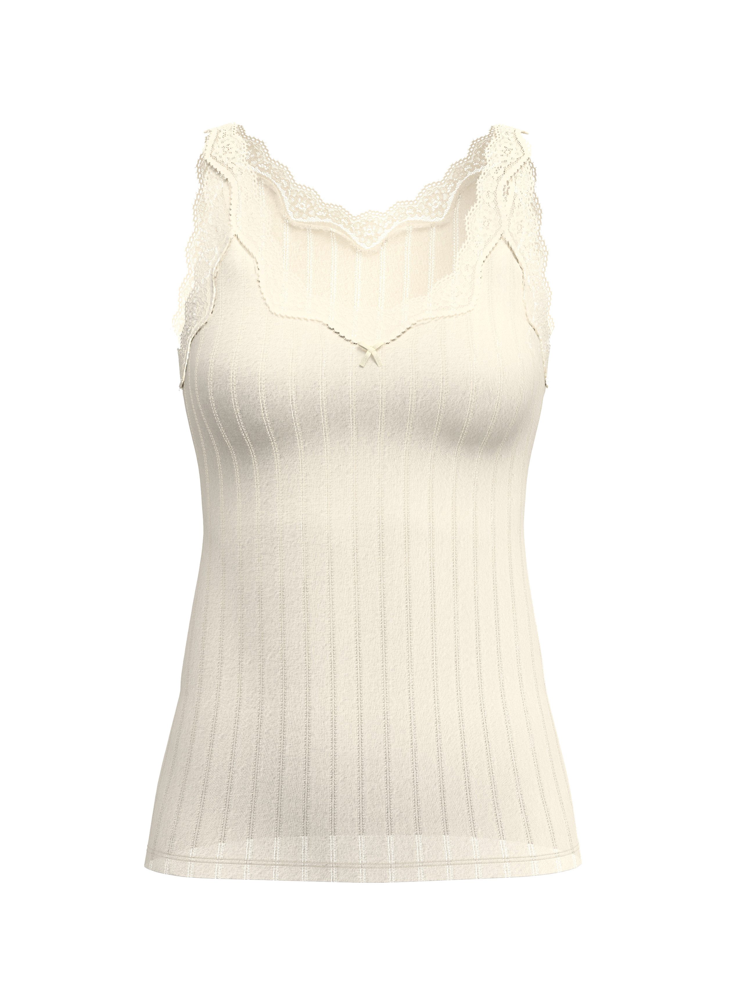 CALIDA Shirttop Etude Toujours zarte Spitze, Nadelstreifen-Design, Cotton-Mix, elastisch