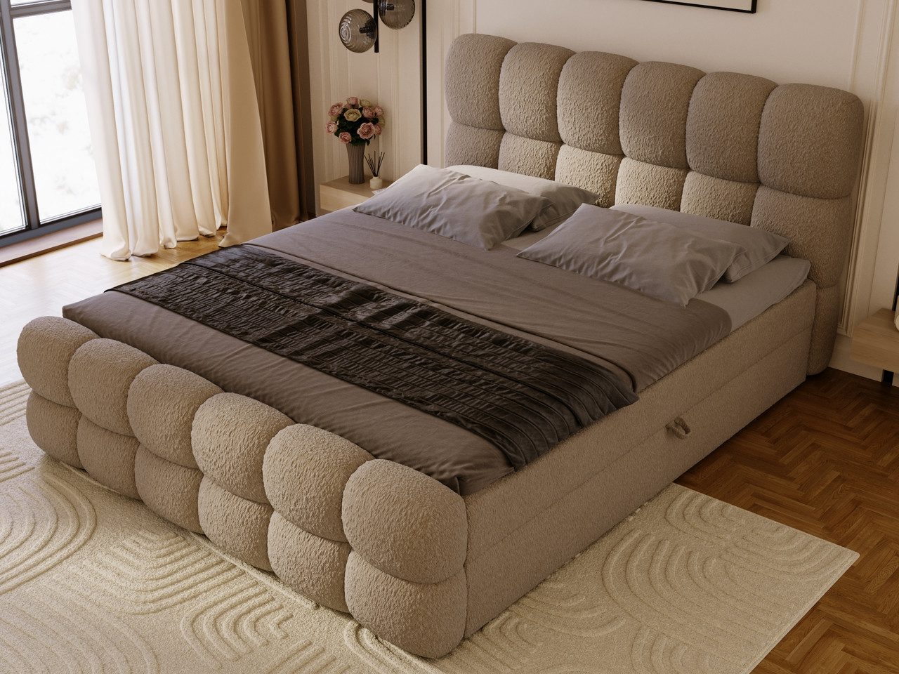 GrainGold Boxspringbett Modo (Set, Boxspringbett, Bettkästen, Topper), mit zwei Bettkästen und Topper, Bonell-Matratze