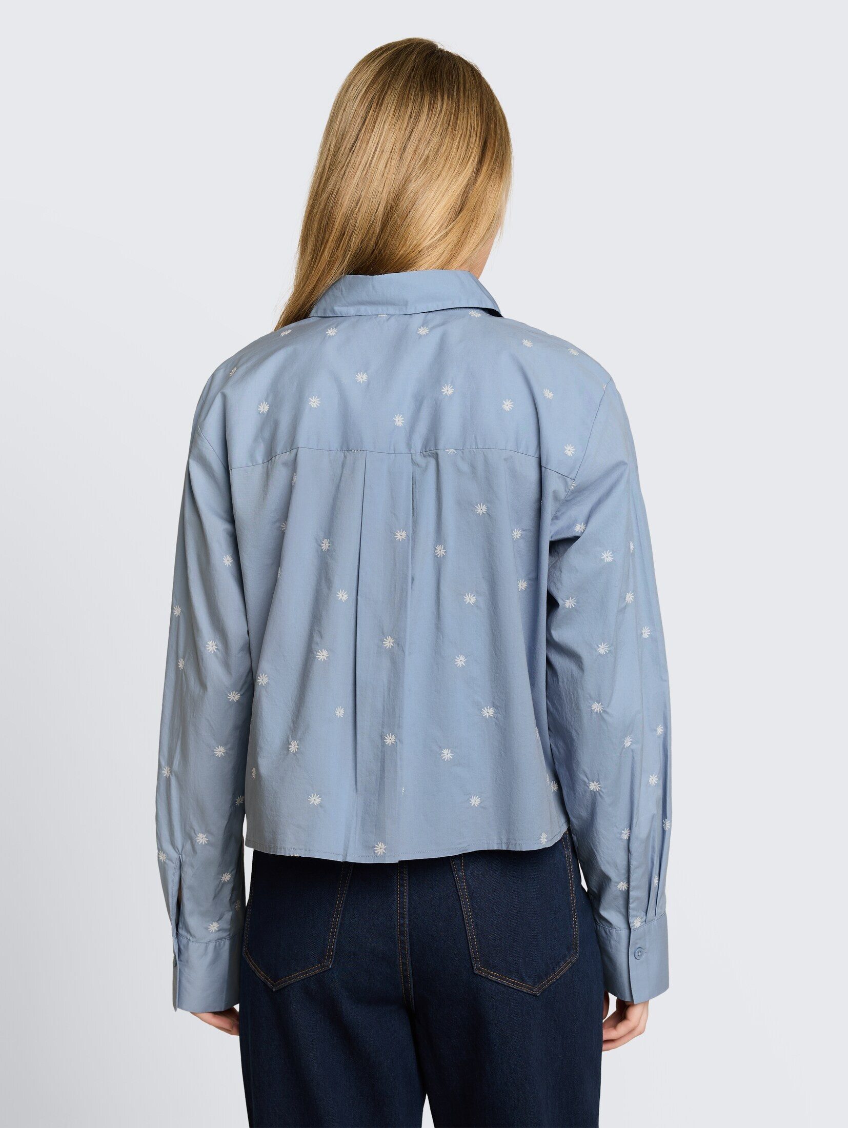 TOM TAILOR Denim Langarmbluse Blusen & Shirts Boxy Fit Hemdbluse mit Stickereien