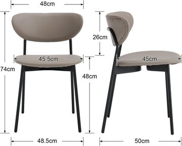 WAHSON OFFICE CHAIRS Esszimmerstuhl 2er Set Küchenstuhl aus Kunstleder, Polsterstuhl ohne Armlehnen