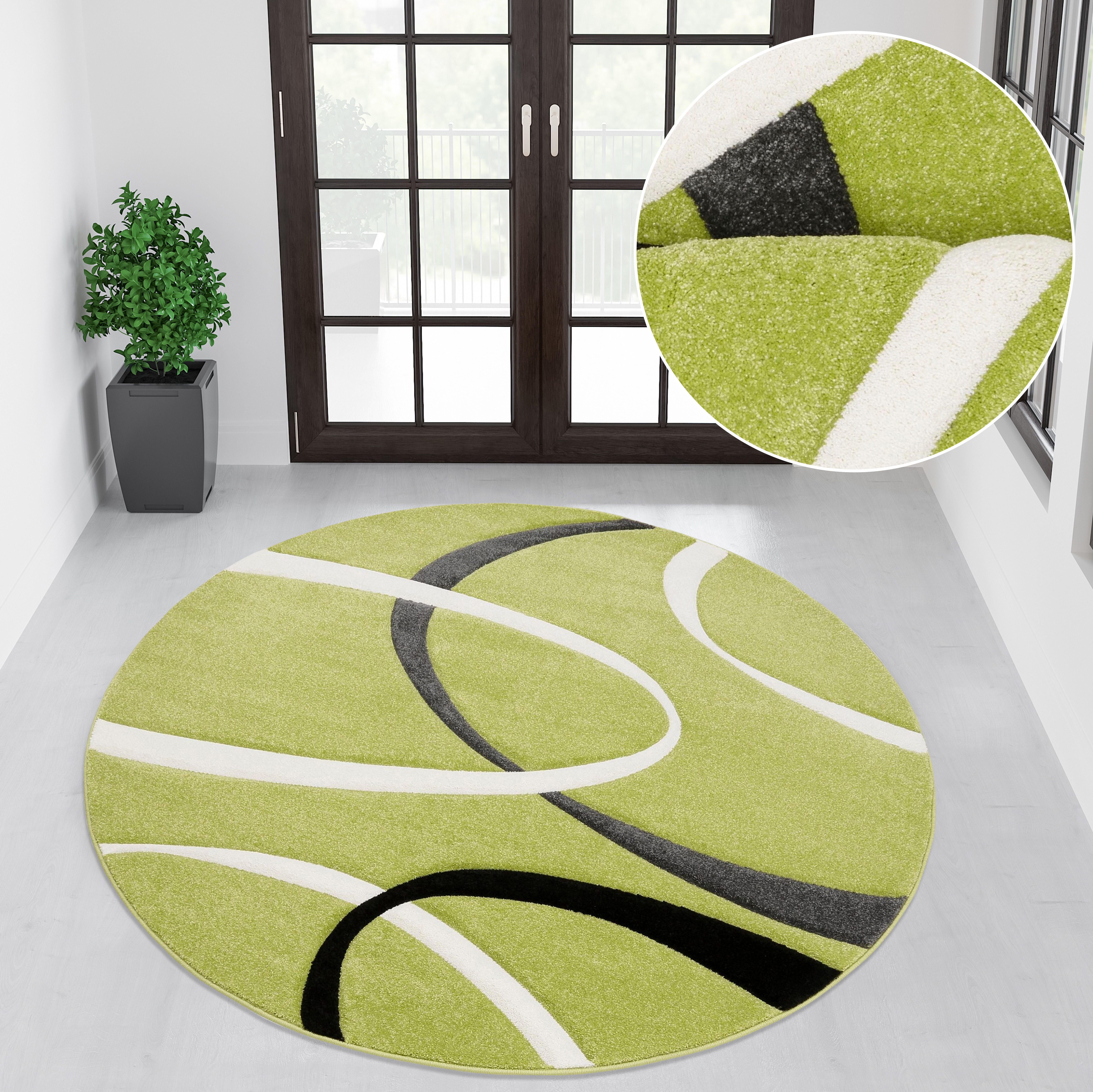 my home Teppich Bilbao, rund, Höhe: 13 mm, handgearbeiteter Konturenschnitt günstig online kaufen