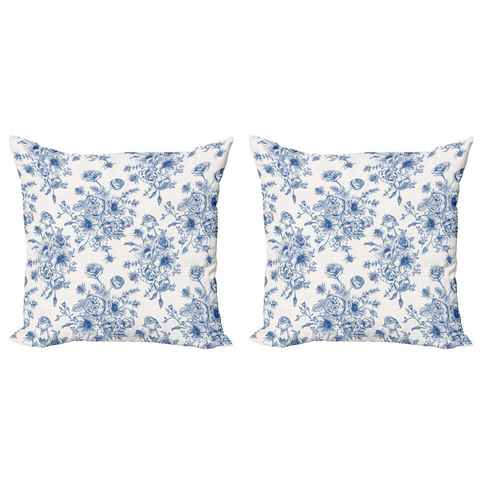 Kissenbezüge Modern Accent Doppelseitiger Digitaldruck, Abakuhaus (2 Stück), Windröschen Blaue Blumen Corsage
