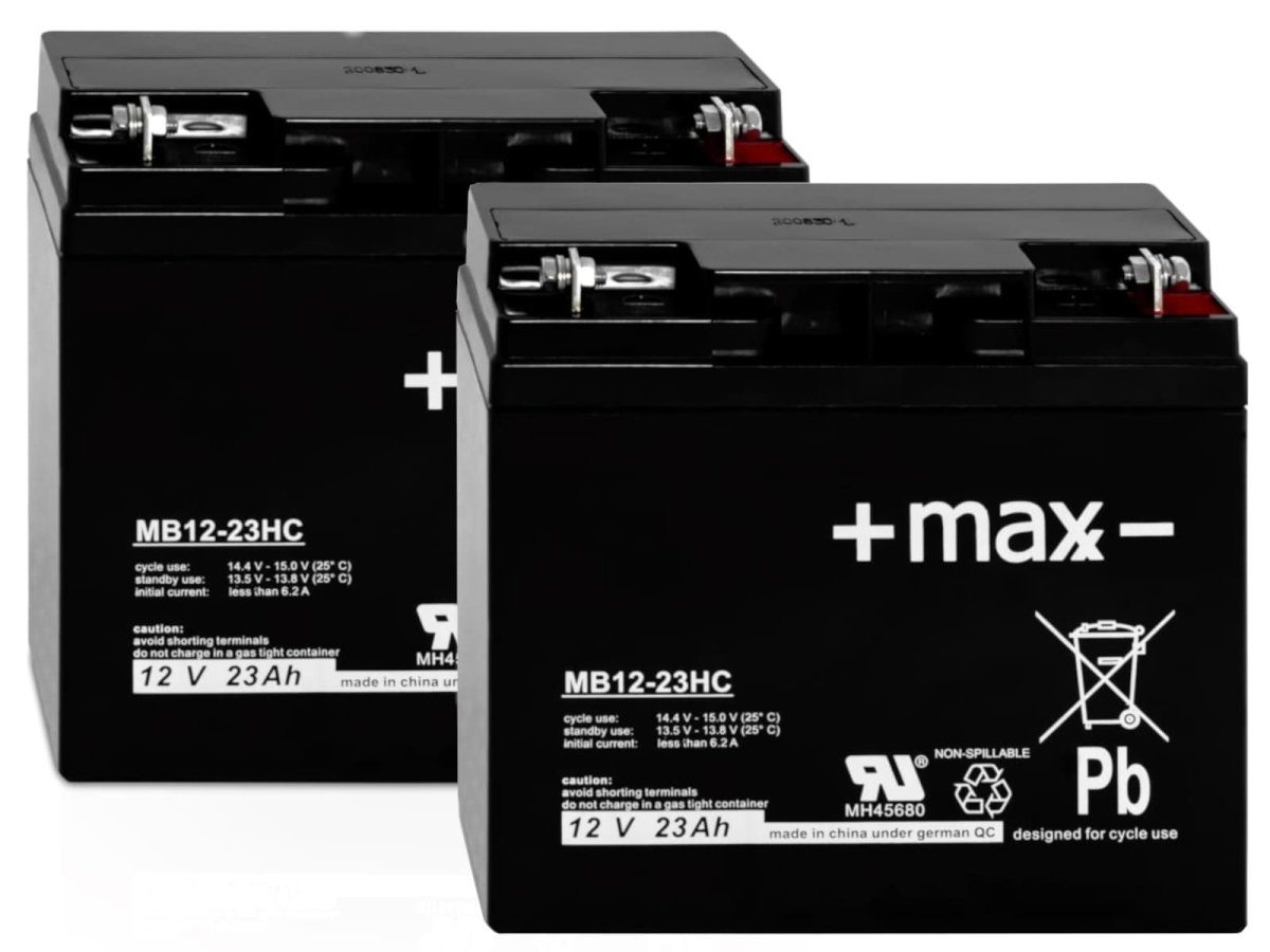 +maxx- 2x 12V 23Ah passend für ATM take along Rollstuhl AGM Bleiakkus
