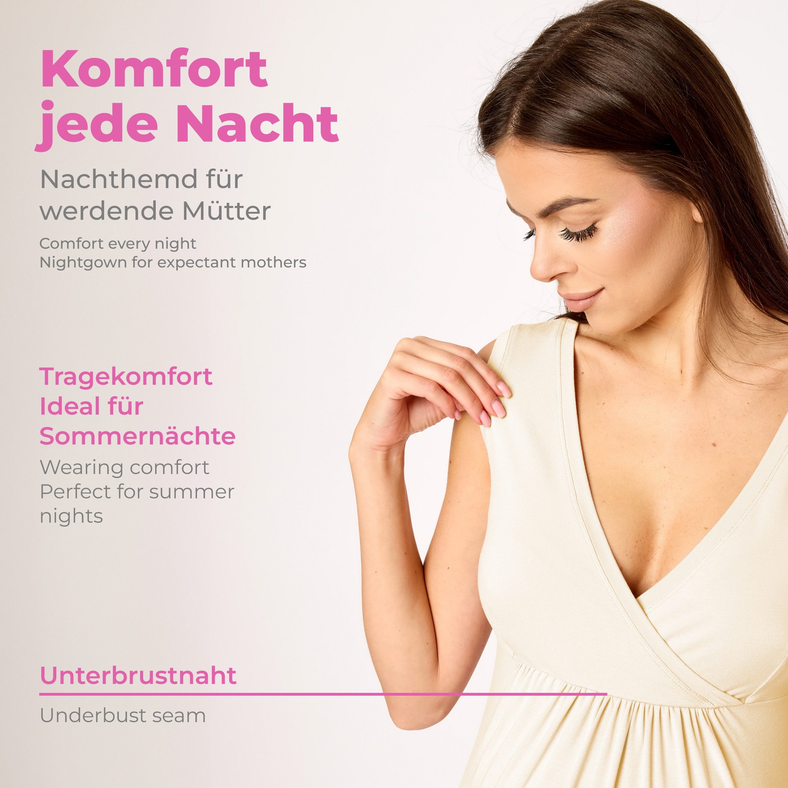 Merry Style Umstandsnachthemd Nachthemd Damen Schwangerschaft Stillnachthemd Nachtwäsche MS10-467 (1-tlg)