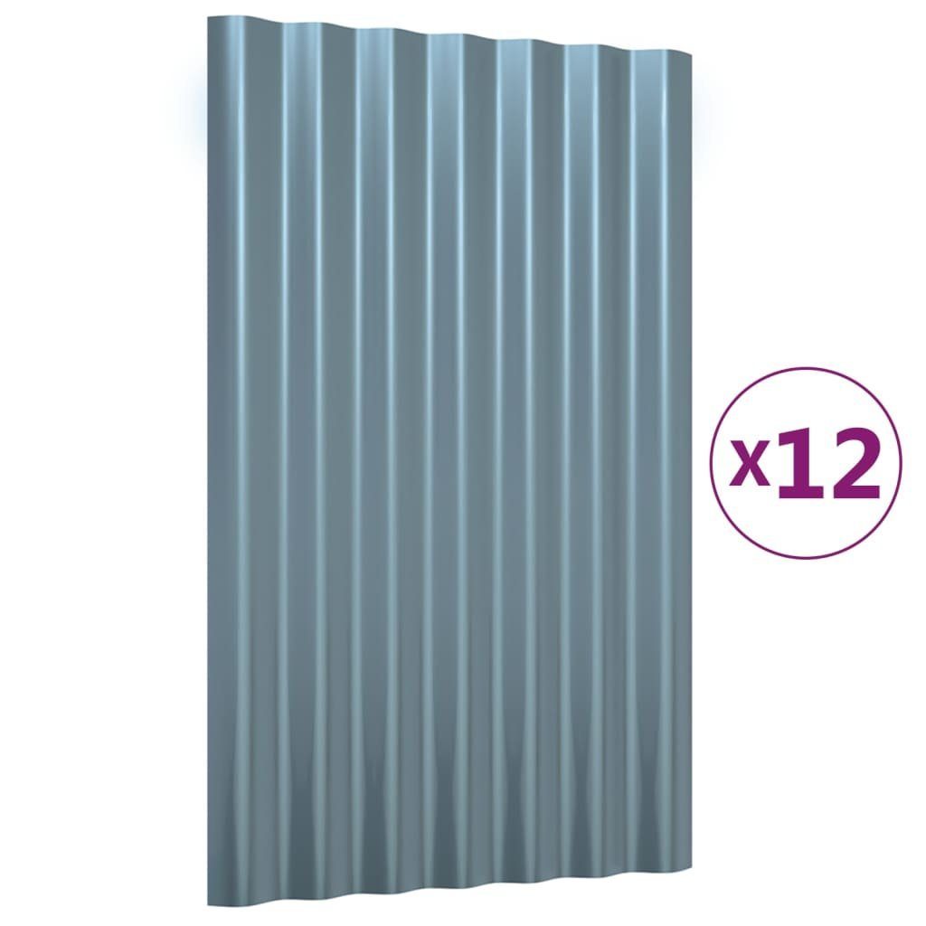 vidaXL Dachschindeln 60 x 36 cm Dachpaneele 12 Stk Pulverbeschichteter Stahl Grau 60x36 cm