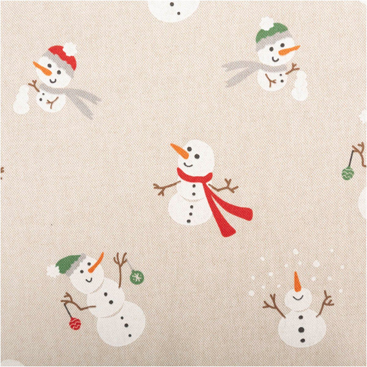SCHÖNER LEBEN. Stoff Weihnachtsstoff Meterware Schneemann natur Dekostoff Leinenoptik 140cm